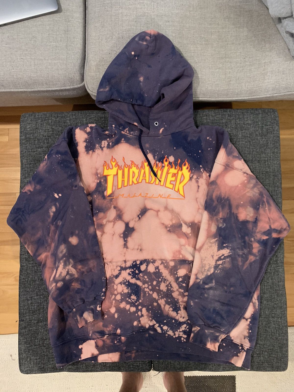 Thrasher Oversized XL Thrasher Hoodie with Bleach Effect Grailed