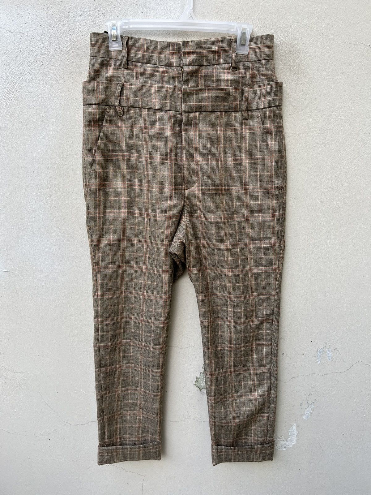 Issey Miyake Vintage Mercibeaucoup Double Waist Checkered Wool Trouser Size US 29 - 3 Thumbnail