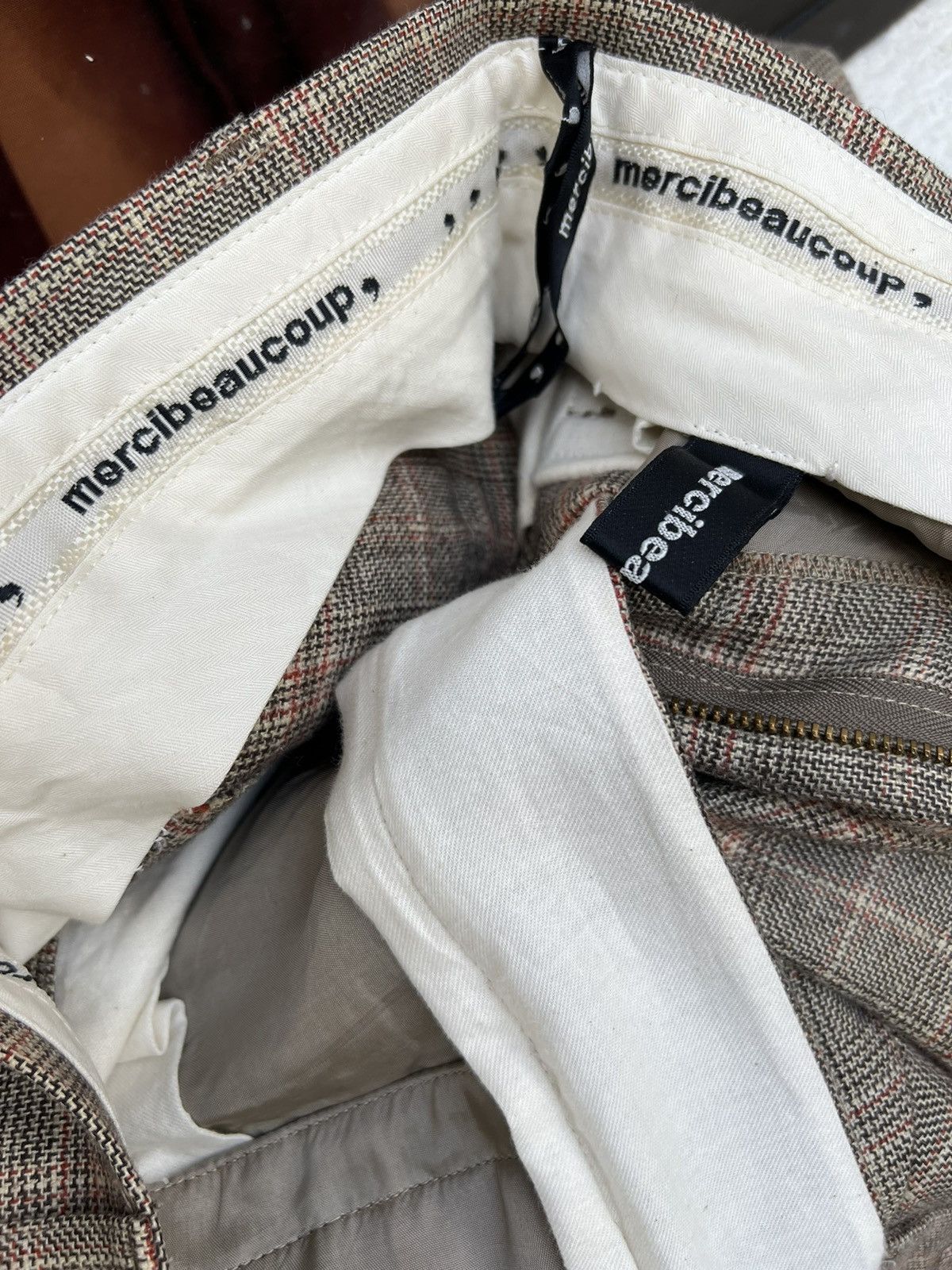 Issey Miyake Vintage Mercibeaucoup Double Waist Checkered Wool Trouser Size US 29 - 16 Thumbnail