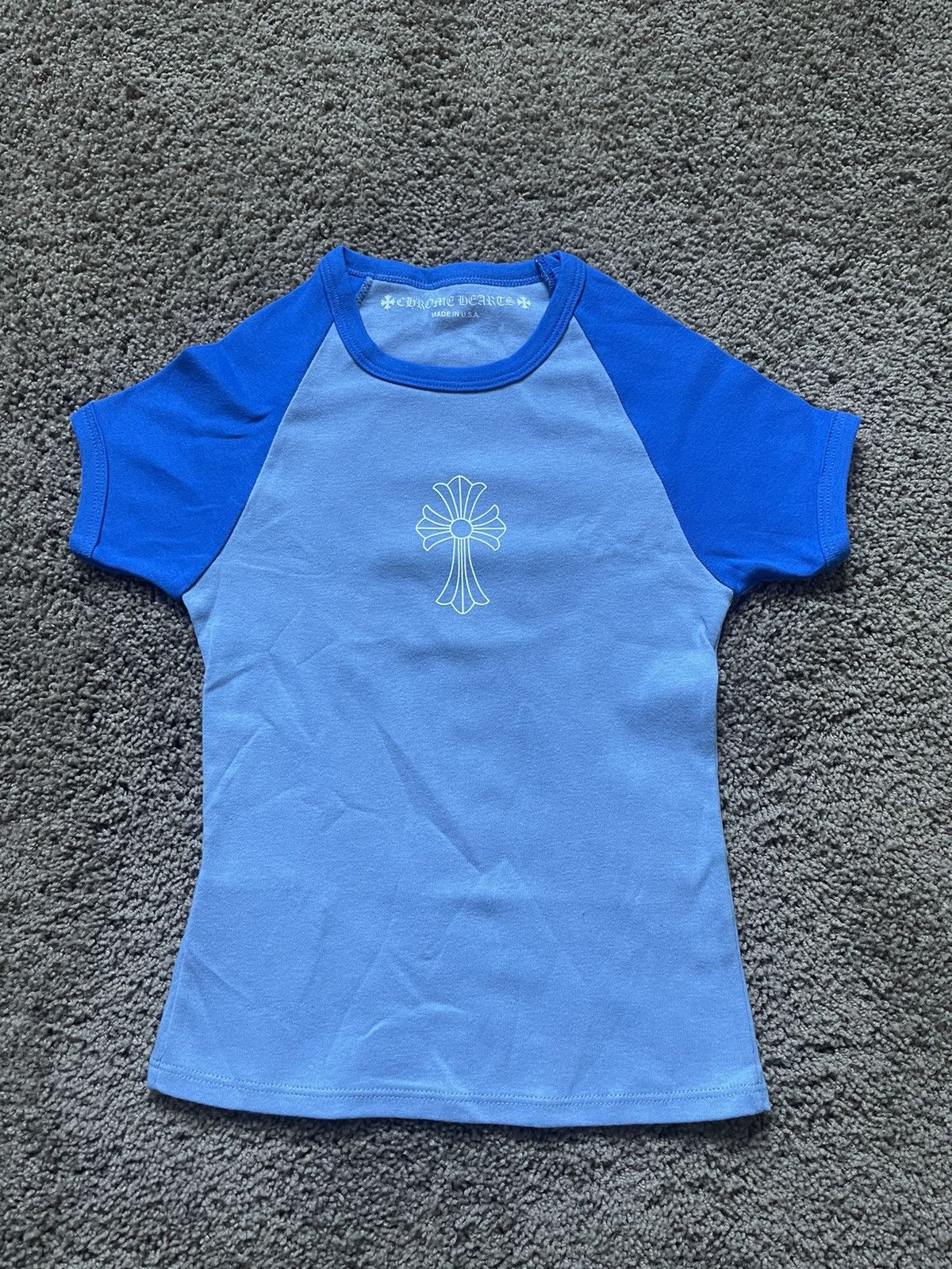 Chrome Hearts Scroll Baseball Tee - Two Tone Blue | Garmentory