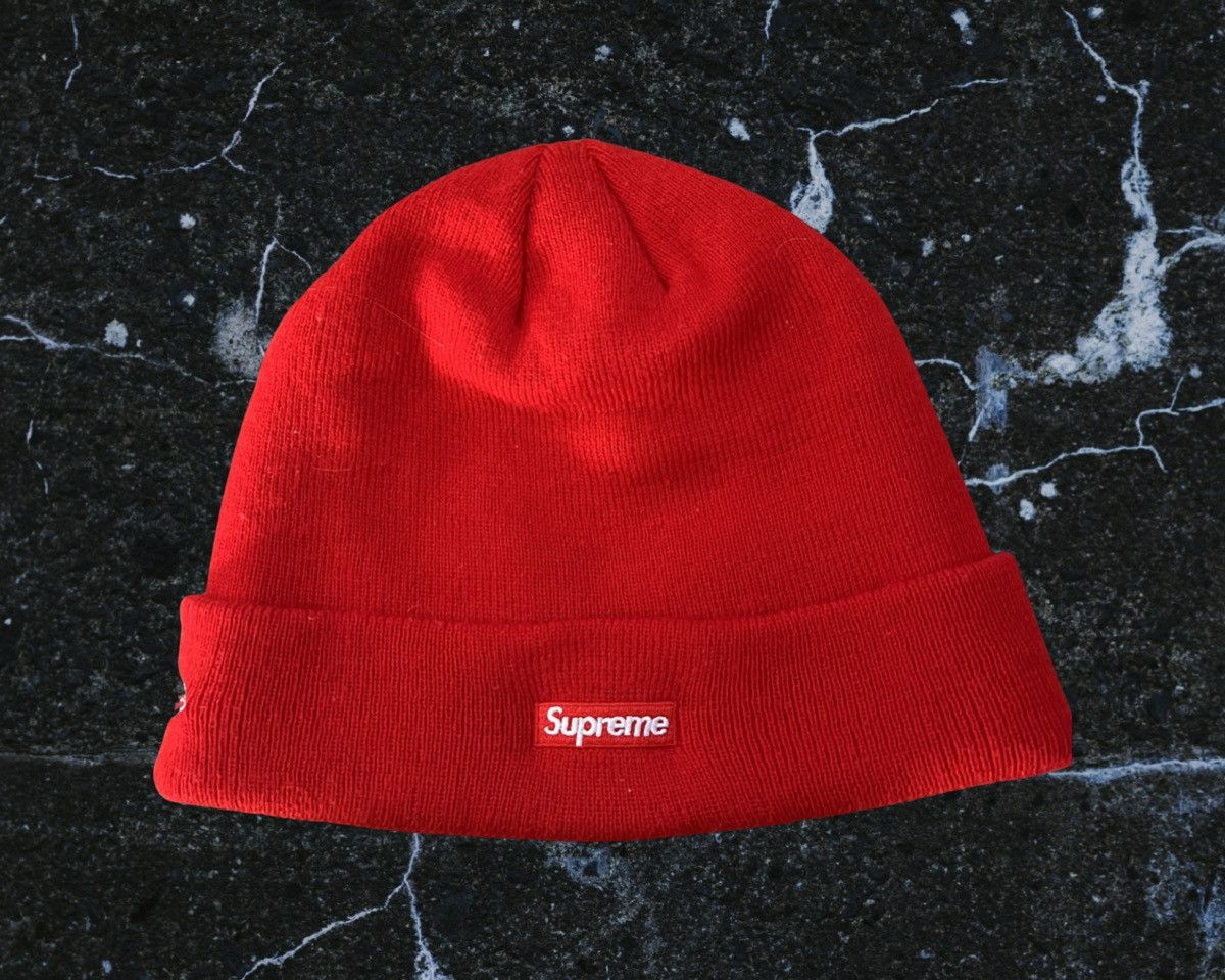 image of Supreme New Era S Logo Beanie in Red, Men's