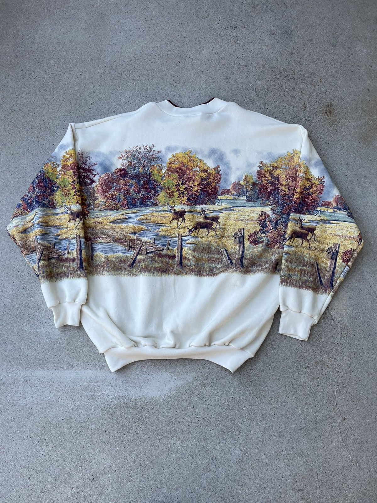 Vintage Vtg 90s AOP Nature Autumn Art Wrap Around Graphic Sweatshirt Size US XL / EU 56 / 4 - 2 Thumbnail
