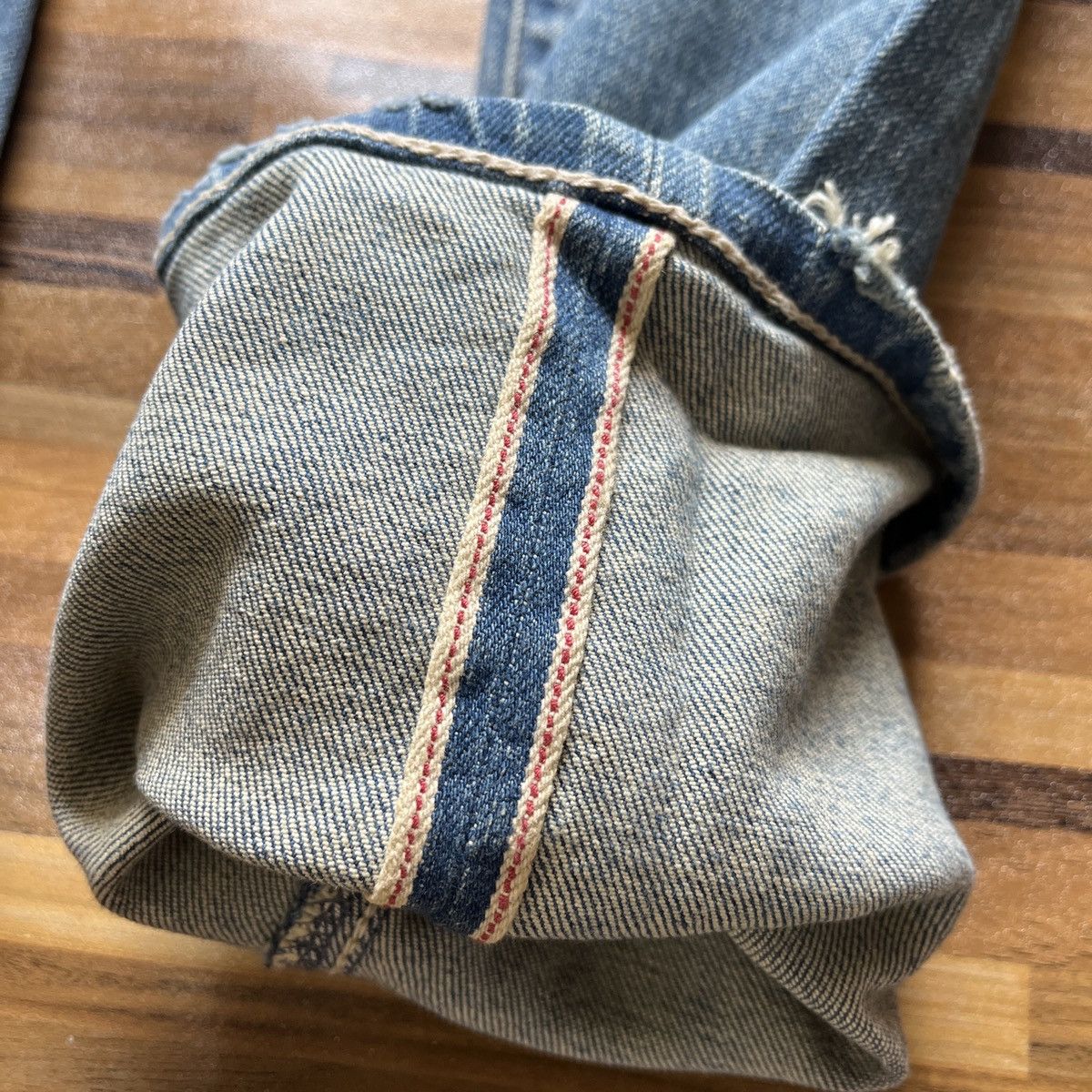 Japanese Brand GOA Redline Selvedge Denim Ripped Distressed Japan Size US 28 / EU 44 - 14 Thumbnail