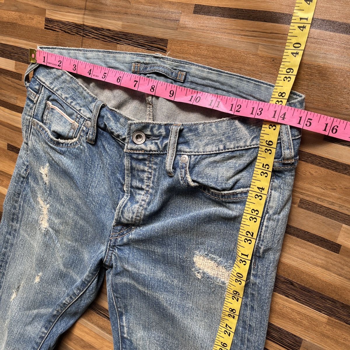Japanese Brand GOA Redline Selvedge Denim Ripped Distressed Japan Size US 28 / EU 44 - 3 Thumbnail