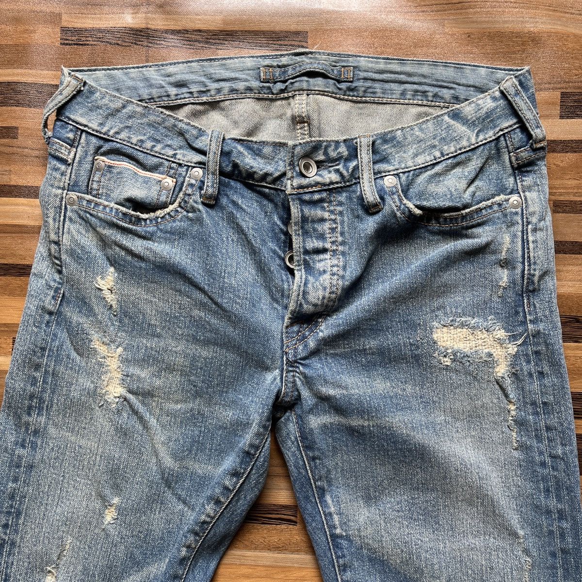 Japanese Brand GOA Redline Selvedge Denim Ripped Distressed Japan Size US 28 / EU 44 - 5 Thumbnail