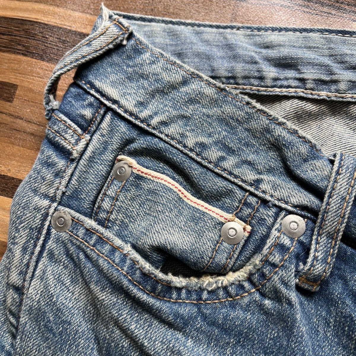 Japanese Brand GOA Redline Selvedge Denim Ripped Distressed Japan Size US 28 / EU 44 - 6 Thumbnail