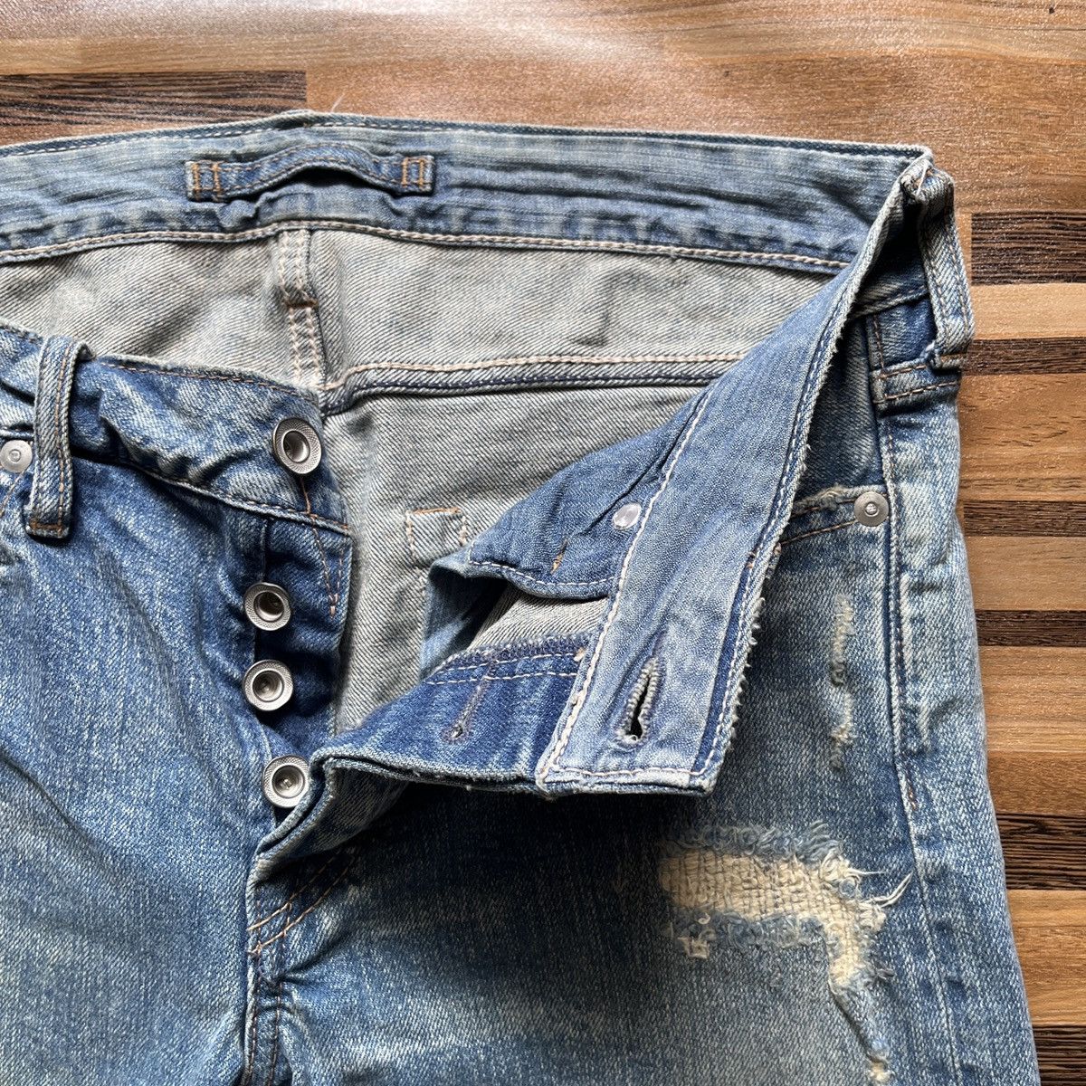 Japanese Brand GOA Redline Selvedge Denim Ripped Distressed Japan Size US 28 / EU 44 - 8 Thumbnail