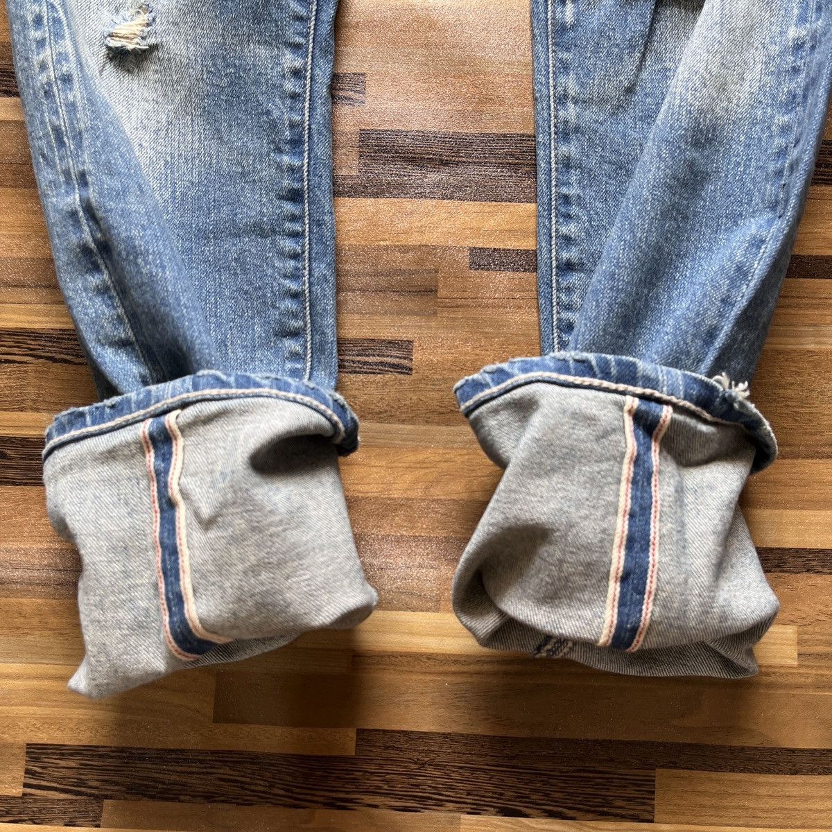 Japanese Brand GOA Redline Selvedge Denim Ripped Distressed Japan Size US 28 / EU 44 - 13 Thumbnail