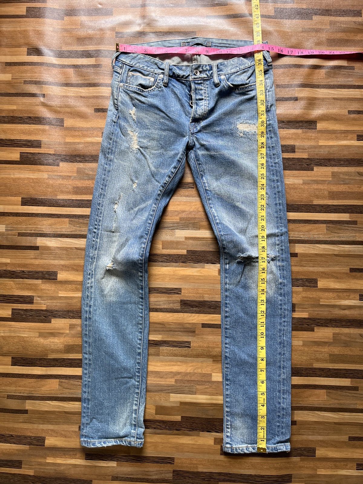 Japanese Brand GOA Redline Selvedge Denim Ripped Distressed Japan Size US 28 / EU 44 - 4 Thumbnail