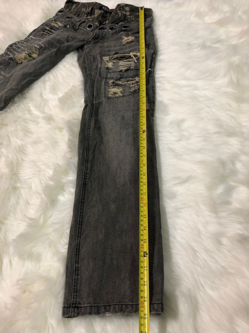 Designer Double Waist Distressed Insparational by TRAVIS SCHOTT Size US 32 / EU 48 - 11 Thumbnail