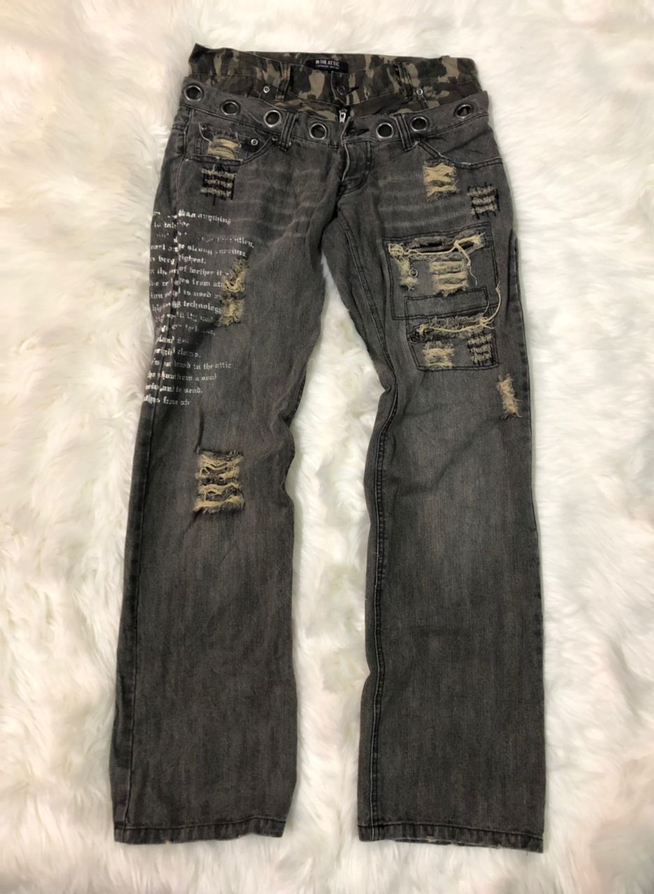 Designer Double Waist Distressed Insparational by TRAVIS SCHOTT Size US 32 / EU 48 - 1 Thumbnail
