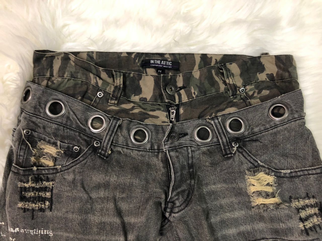 Designer Double Waist Distressed Insparational by TRAVIS SCHOTT Size US 32 / EU 48 - 5 Thumbnail