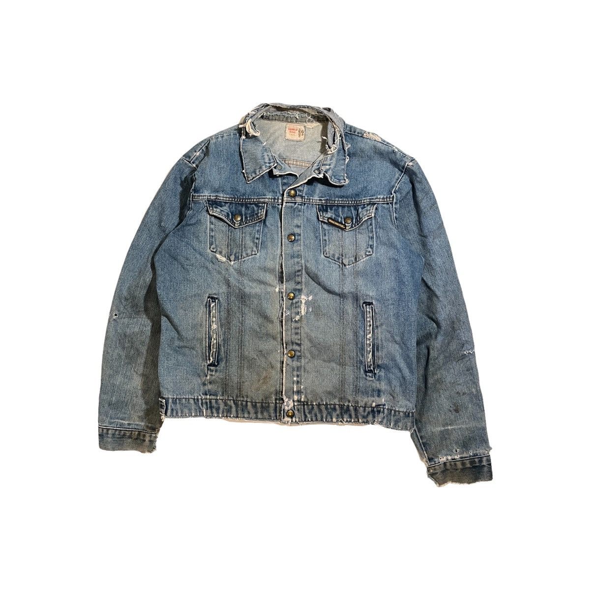 Vintage Vintage Thrashed Saddle King Snap Button Denim Jacket Size US L / EU 52-54 / 3 - 1 Thumbnail