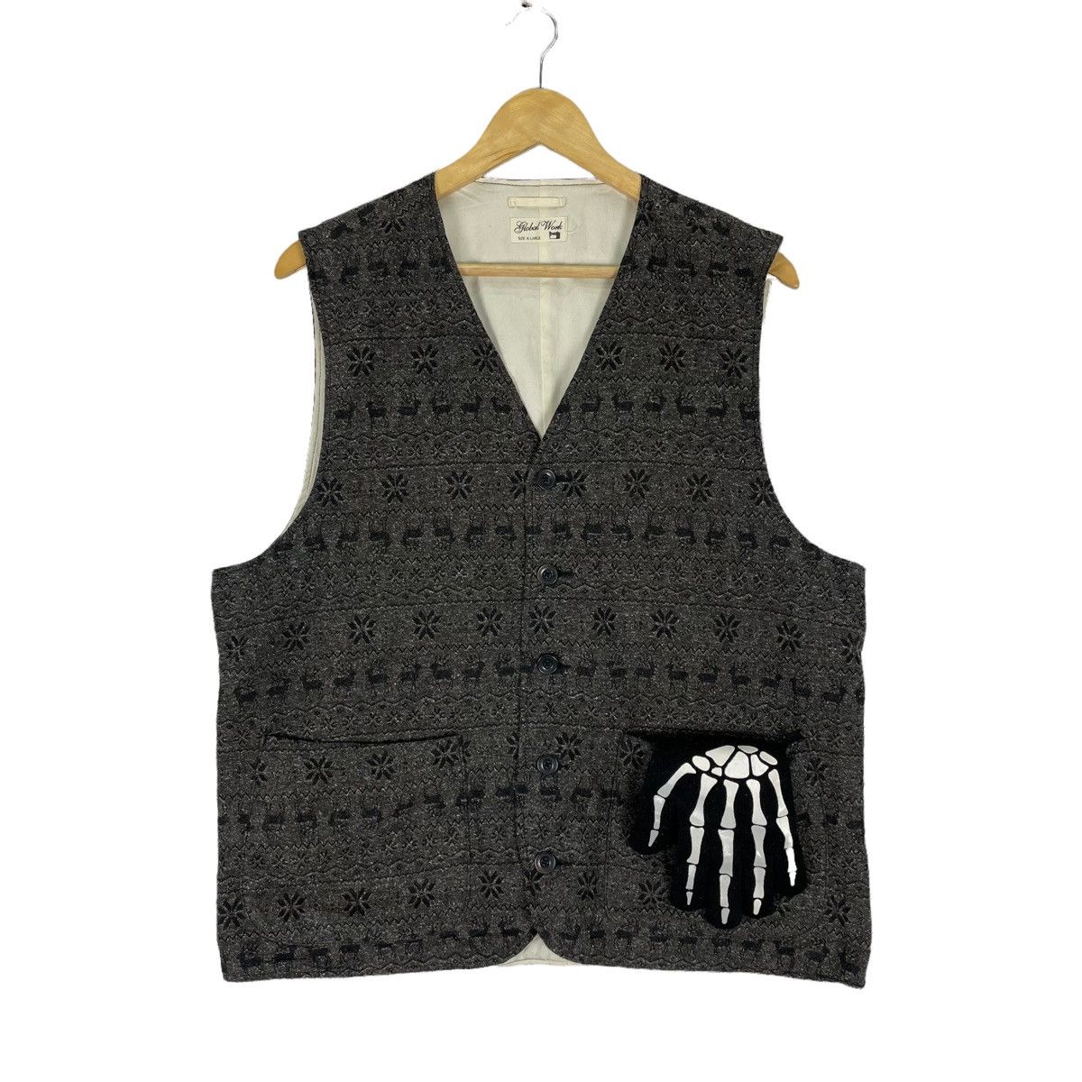Global Work ☀️GLOBAL WORK NATIVE ART DEER VEST Size US XL / EU 56 / 4 - 1 Thumbnail