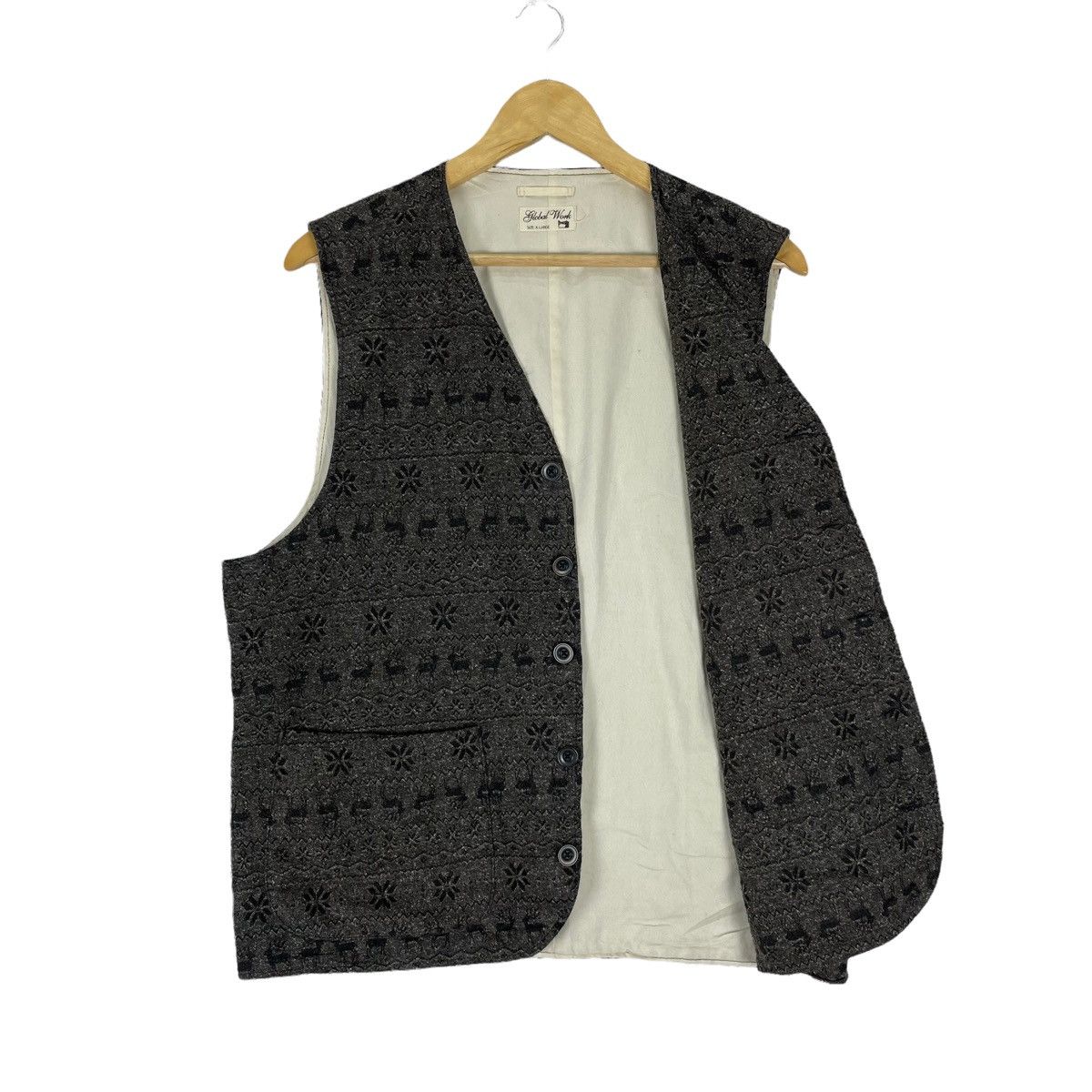 Global Work ☀️GLOBAL WORK NATIVE ART DEER VEST Size US XL / EU 56 / 4 - 7 Thumbnail