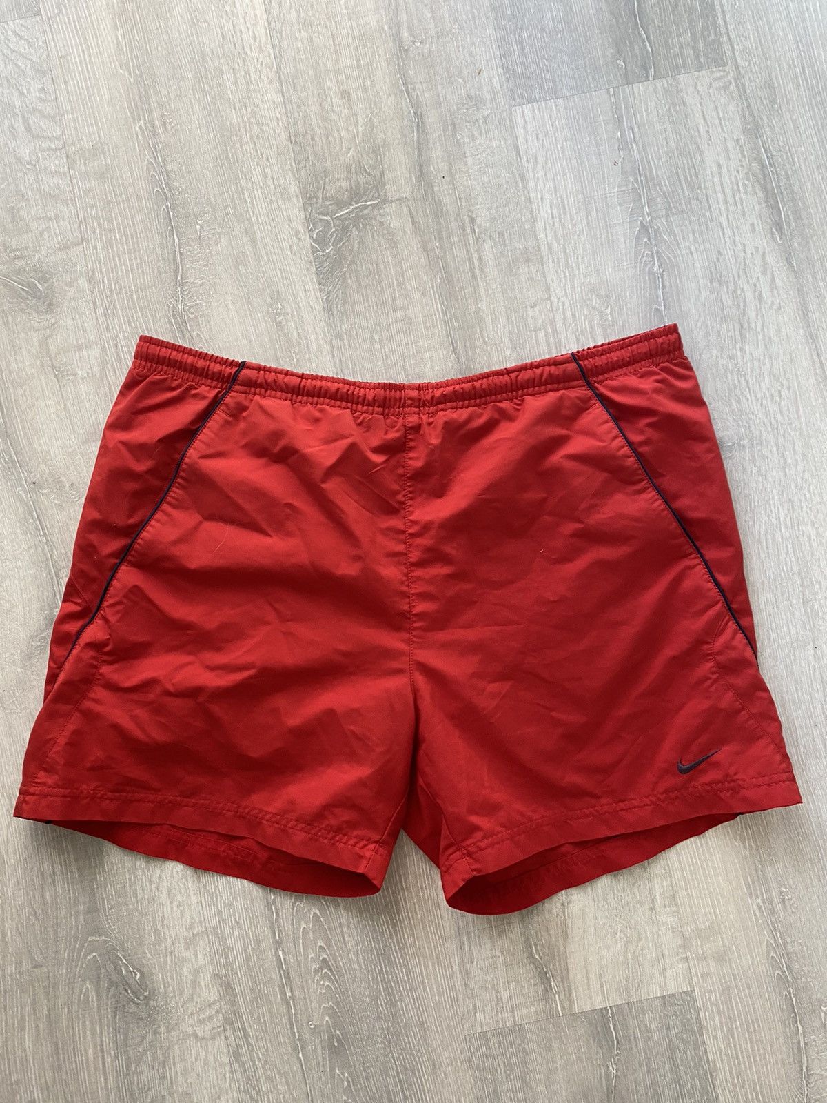 Nike × Vintage Nike vintage red shorts small swoosh 2000s Size US 32 / EU 48 - 1 Thumbnail