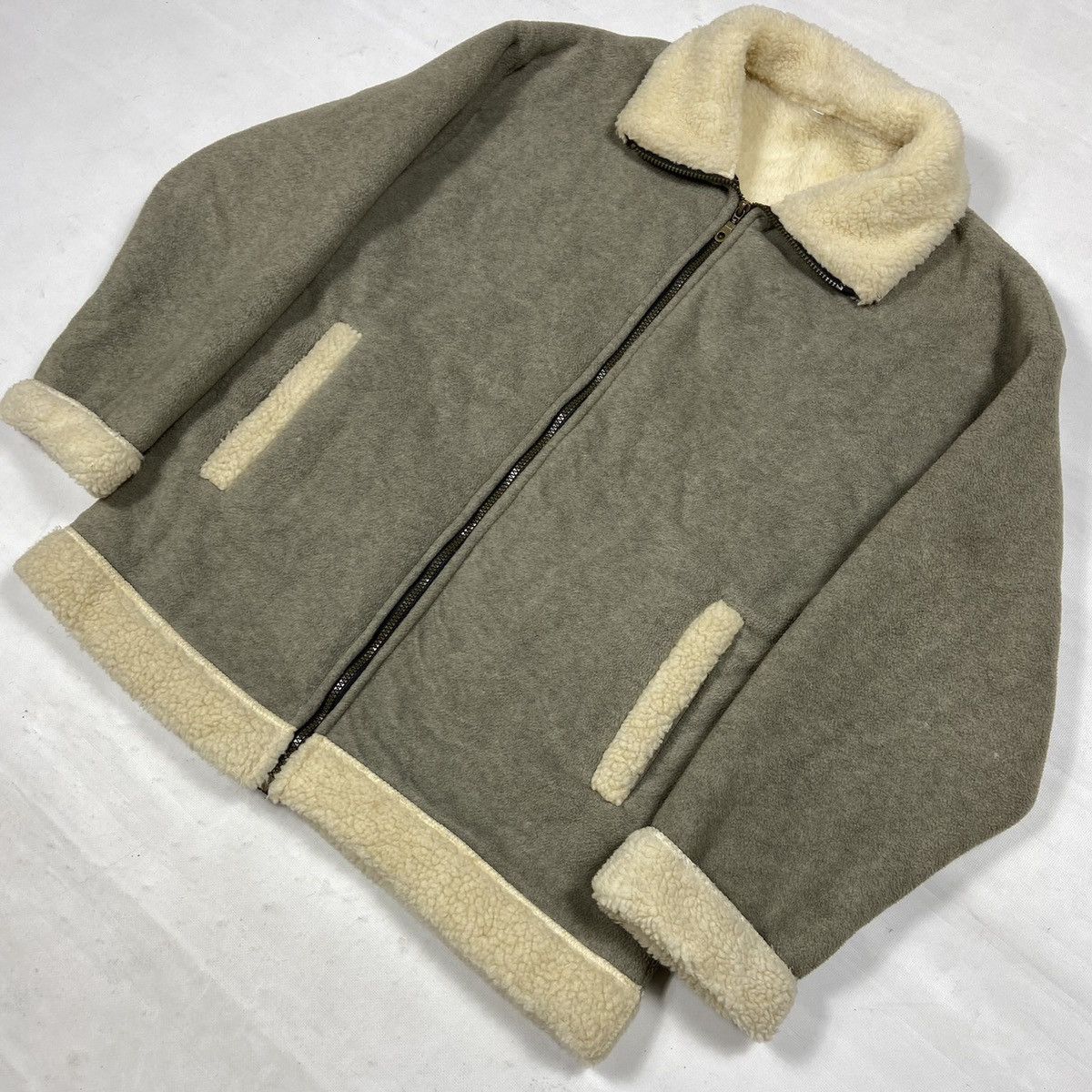 Vintage 1990s AMAZING TEDDY SHERPA JACKET - MADE IN U.K. - № 2107 Size US L / EU 52-54 / 3 - 2 Thumbnail