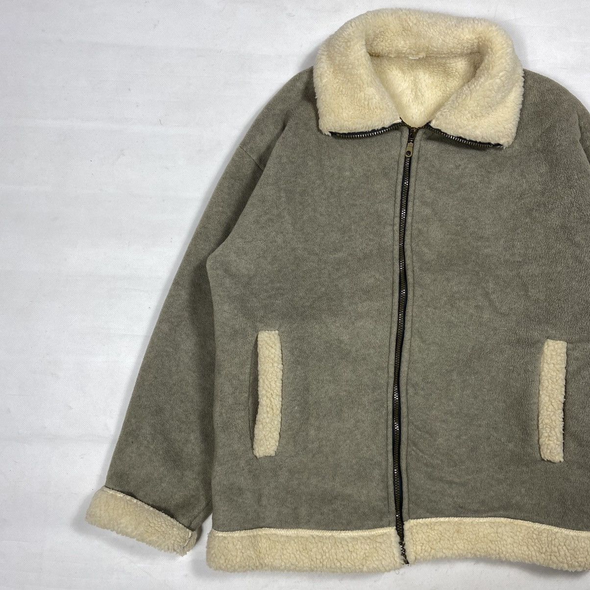 Vintage 1990s AMAZING TEDDY SHERPA JACKET - MADE IN U.K. - № 2107 Size US L / EU 52-54 / 3 - 3 Thumbnail