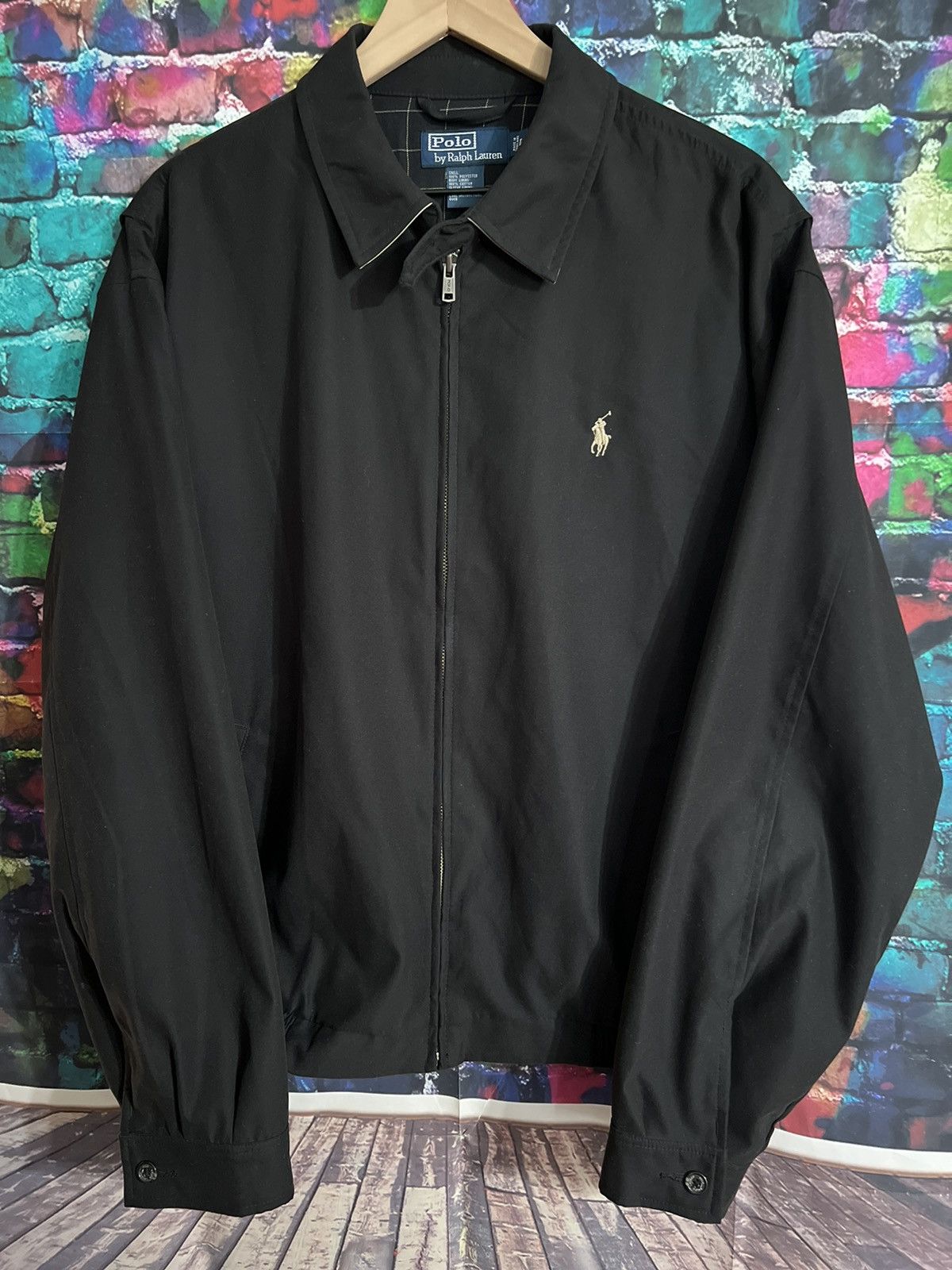 Polo outlet Ralph Lauren Vintage 90’s Men’s Size XXL Black Harrington Full Zip Jacket