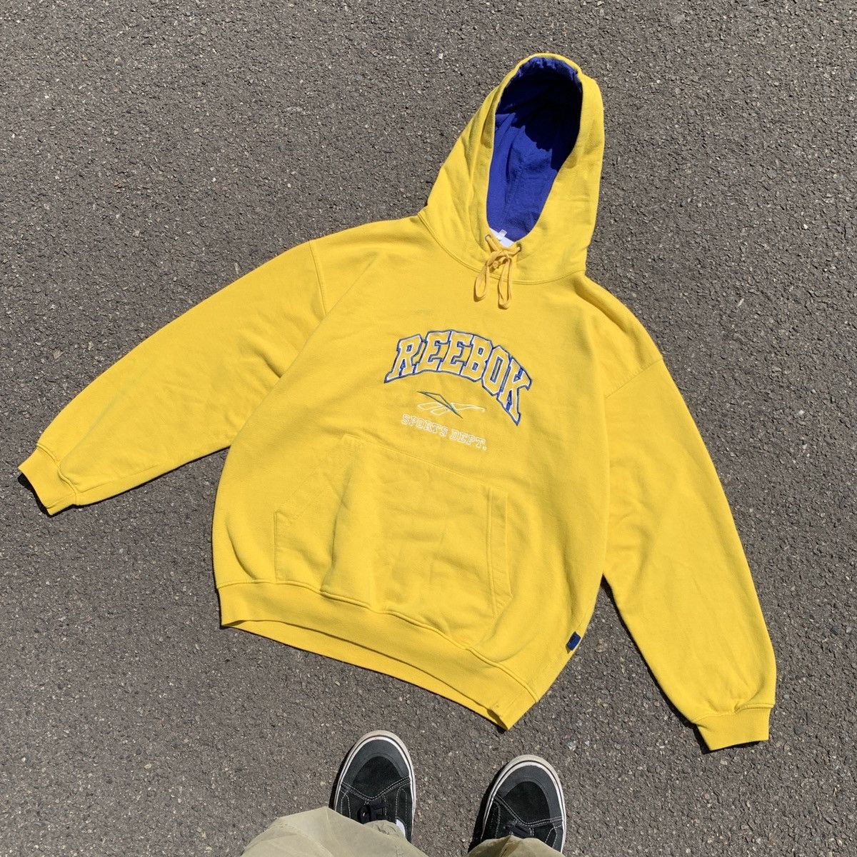 Reebok × Vintage Vintage Reebok 90s Embroidered Logo Yellow/Blue Hoodie y2k L Size US L / EU 52-54 / 3 - 1 Thumbnail