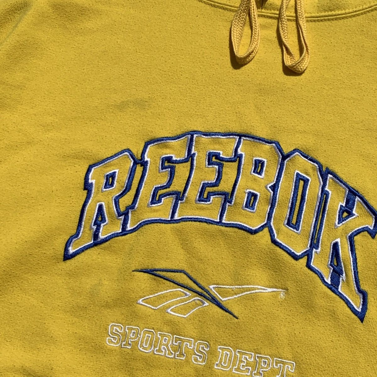 Reebok × Vintage Vintage Reebok 90s Embroidered Logo Yellow/Blue Hoodie y2k L Size US L / EU 52-54 / 3 - 5 Thumbnail