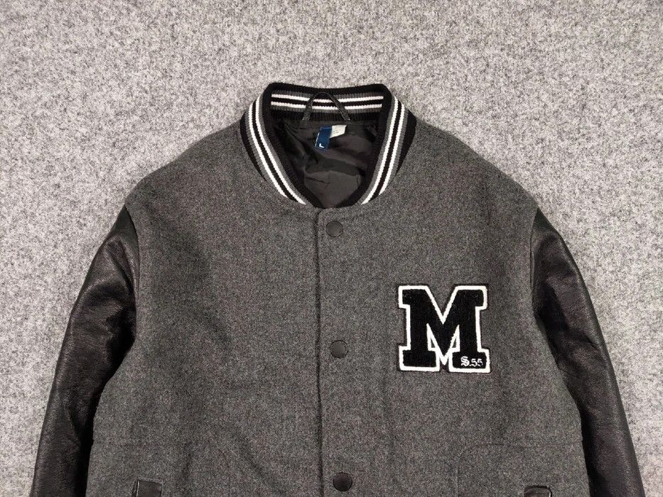 Vintage Vintage 90s Varsity Jacket Bomber USA Letterman Grey Wool Size US L / EU 52-54 / 3 - 3 Thumbnail