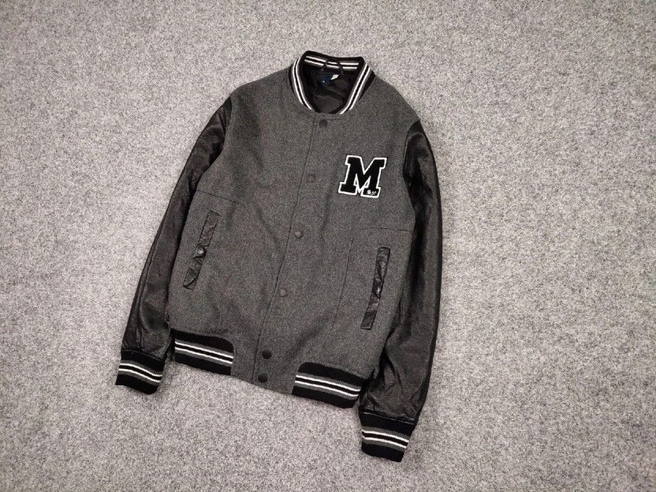 Vintage Vintage 90s Varsity Jacket Bomber USA Letterman Grey Wool Size US L / EU 52-54 / 3 - 2 Thumbnail