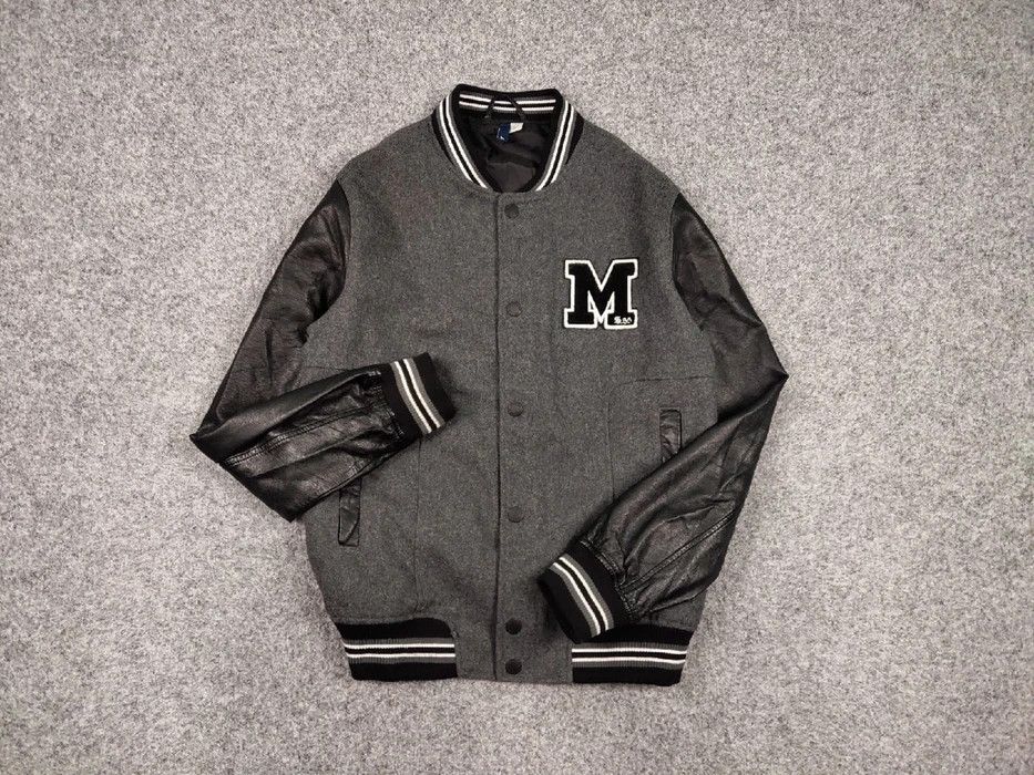 Vintage Vintage 90s Varsity Jacket Bomber USA Letterman Grey Wool Size US L / EU 52-54 / 3 - 5 Thumbnail