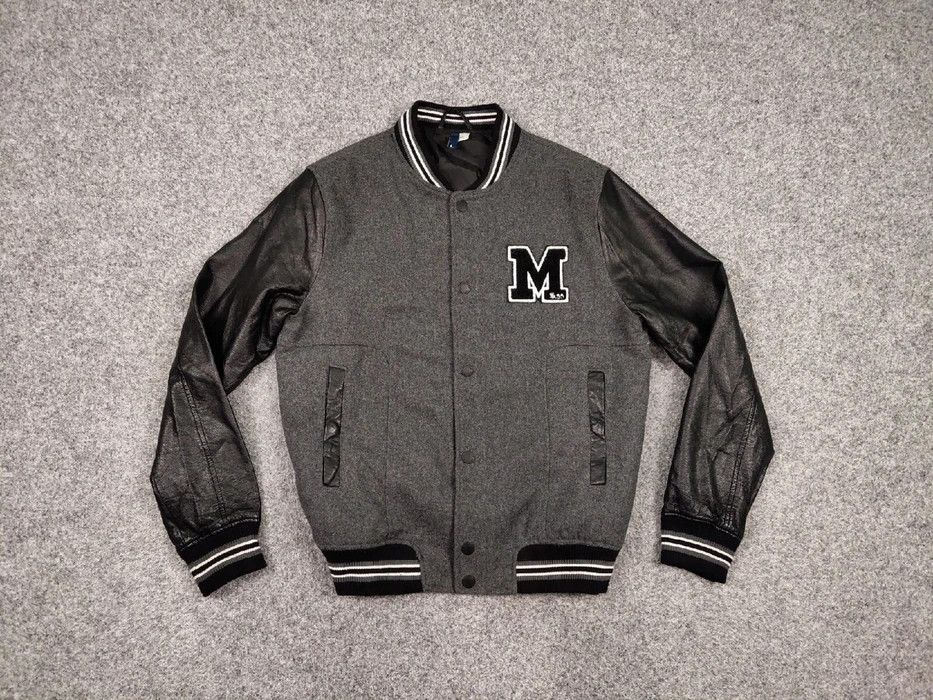 Vintage Vintage 90s Varsity Jacket Bomber USA Letterman Grey Wool Size US L / EU 52-54 / 3 - 7 Thumbnail