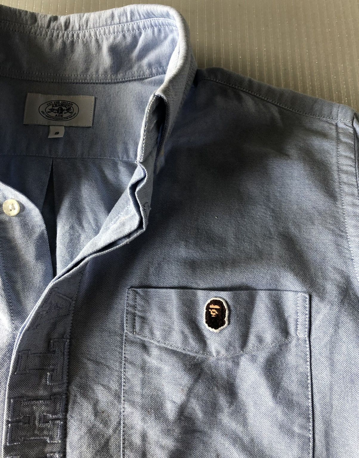 Bape Bape oxford blue logo spellout lapel work shirt S Size US S / EU 44-46 / 1 - 8 Thumbnail