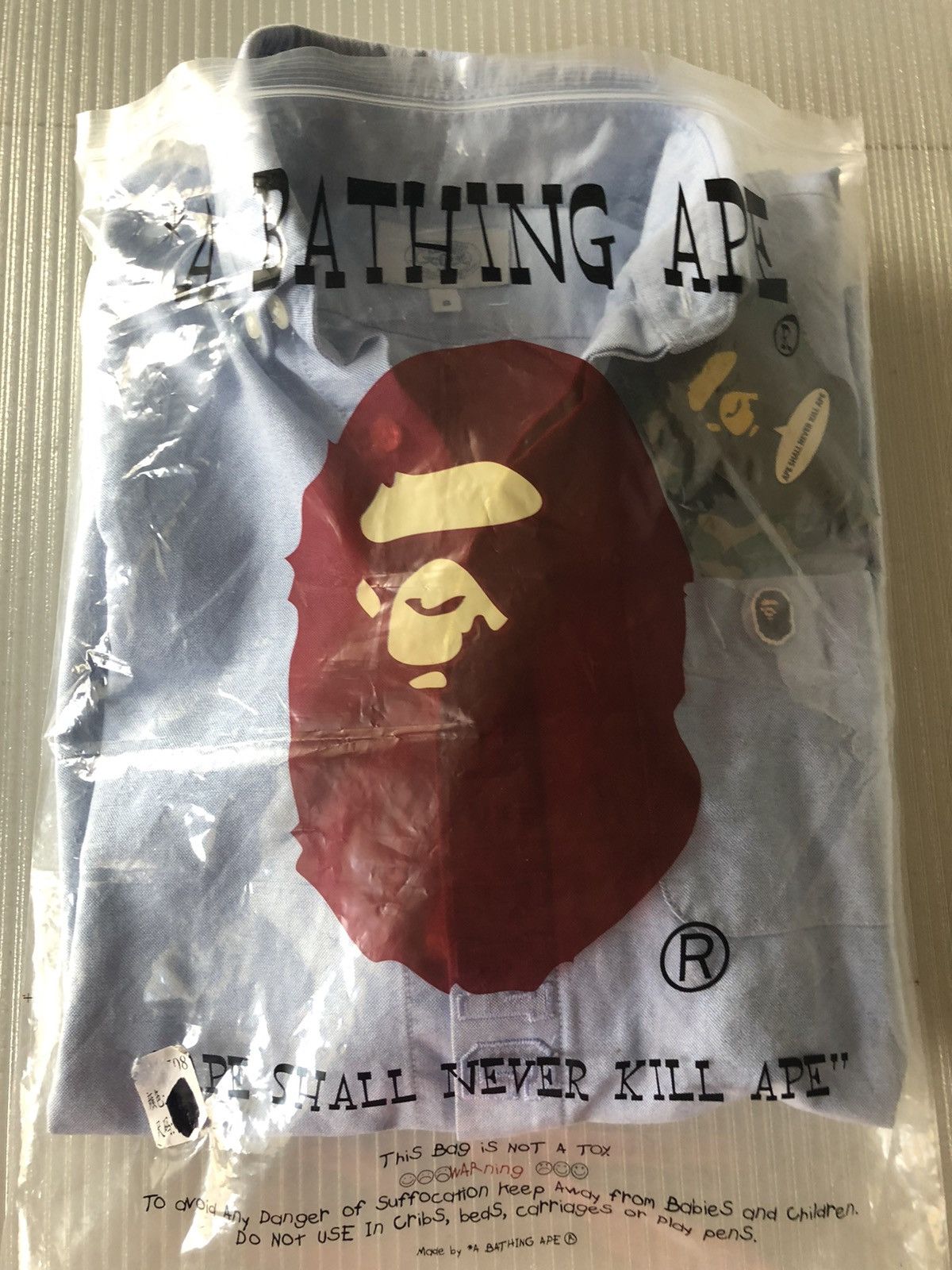 Bape Bape oxford blue logo spellout lapel work shirt S Size US S / EU 44-46 / 1 - 2 Thumbnail