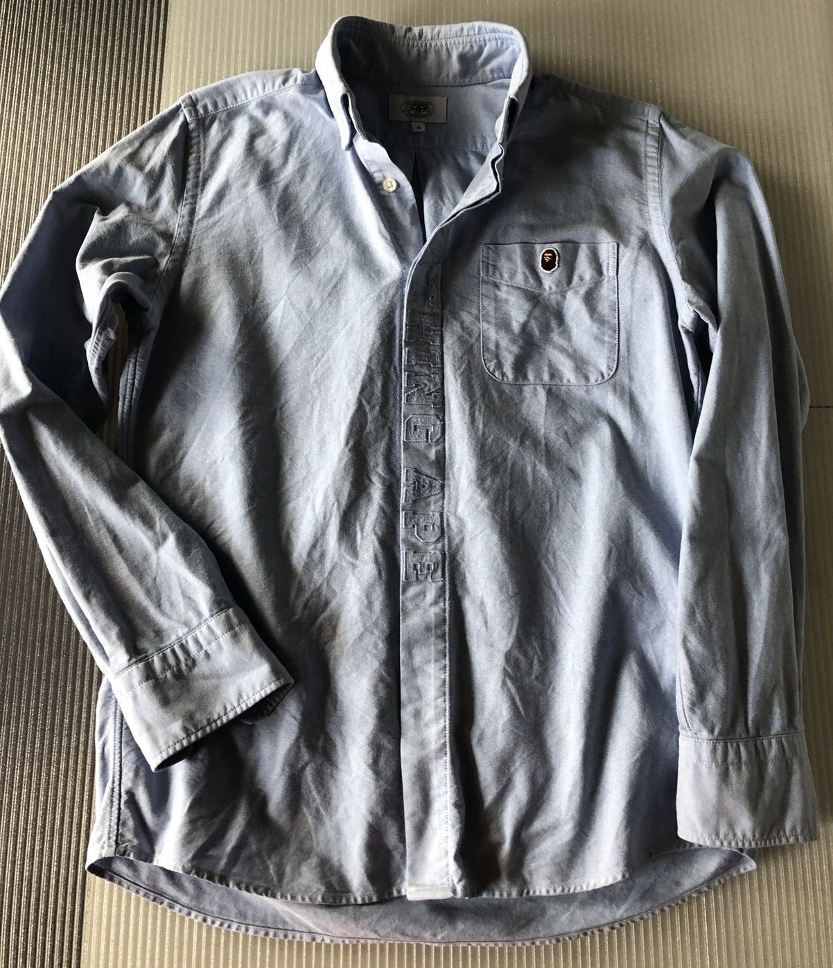 Bape Bape oxford blue logo spellout lapel work shirt S Size US S / EU 44-46 / 1 - 1 Thumbnail