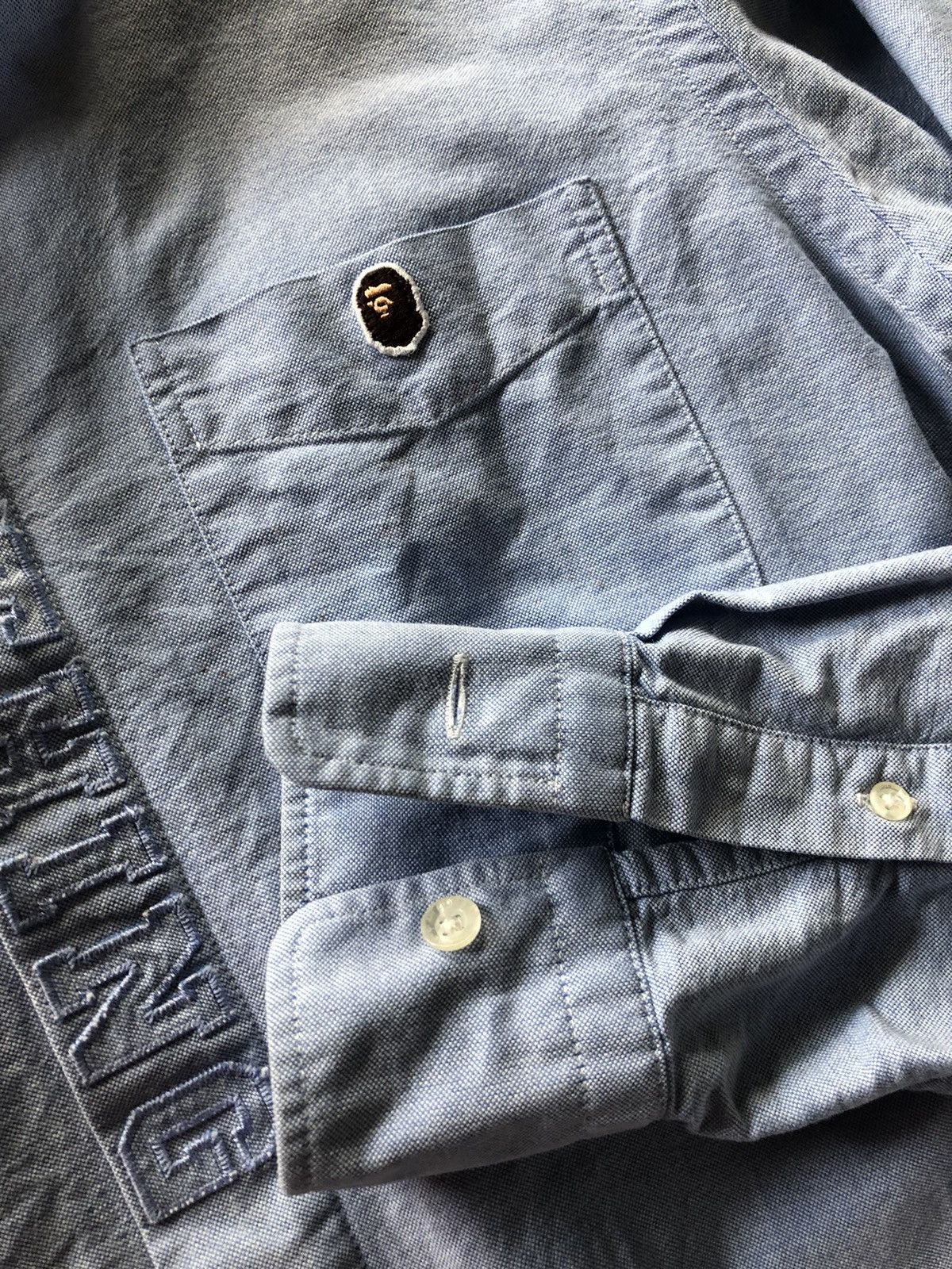 Bape Bape oxford blue logo spellout lapel work shirt S Size US S / EU 44-46 / 1 - 7 Thumbnail