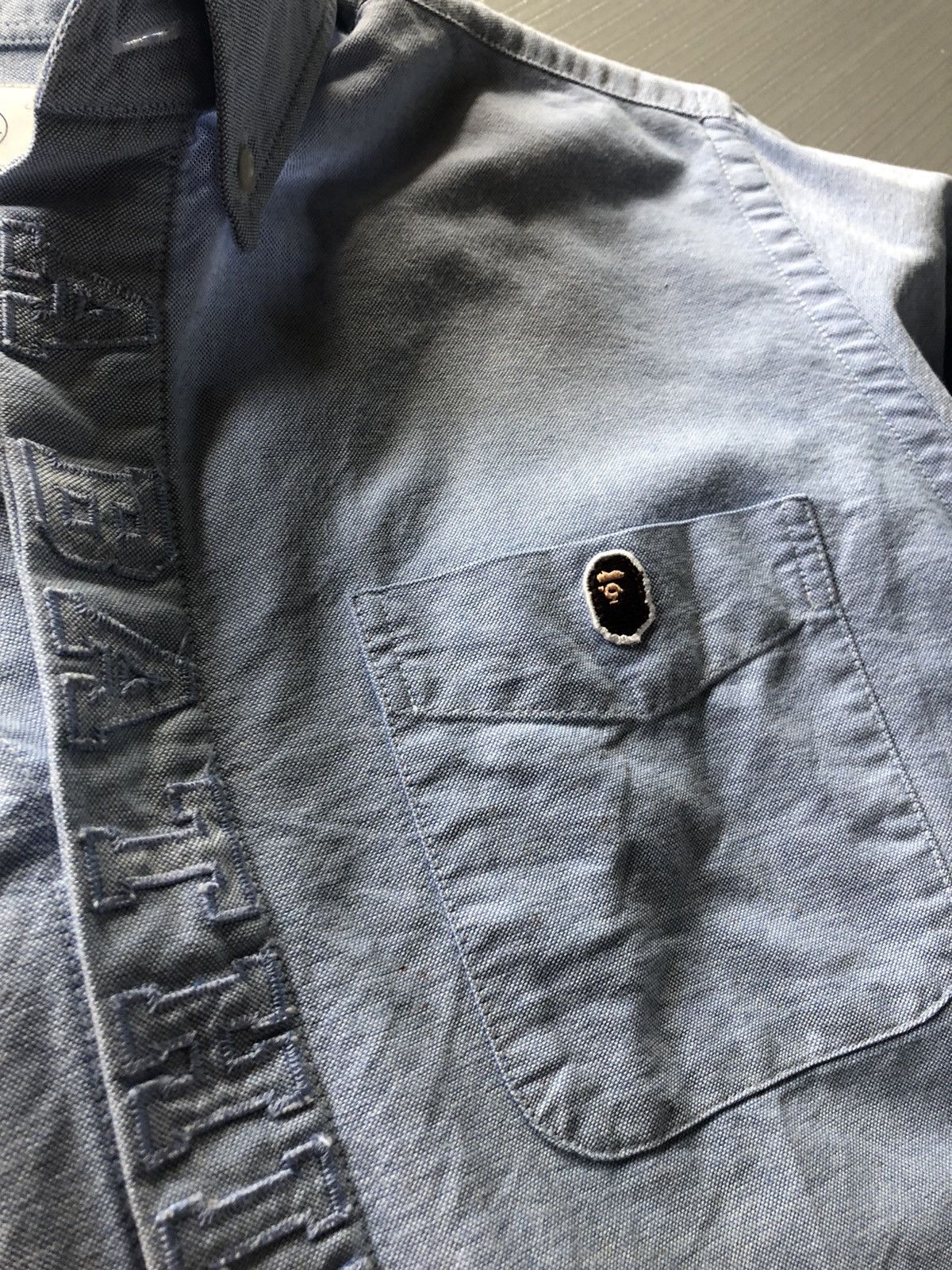 Bape Bape oxford blue logo spellout lapel work shirt S Size US S / EU 44-46 / 1 - 6 Thumbnail