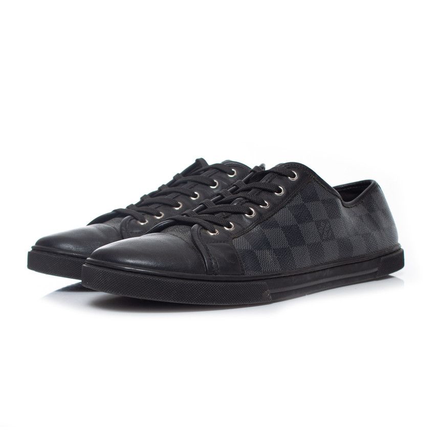 Black damier canvas trainers