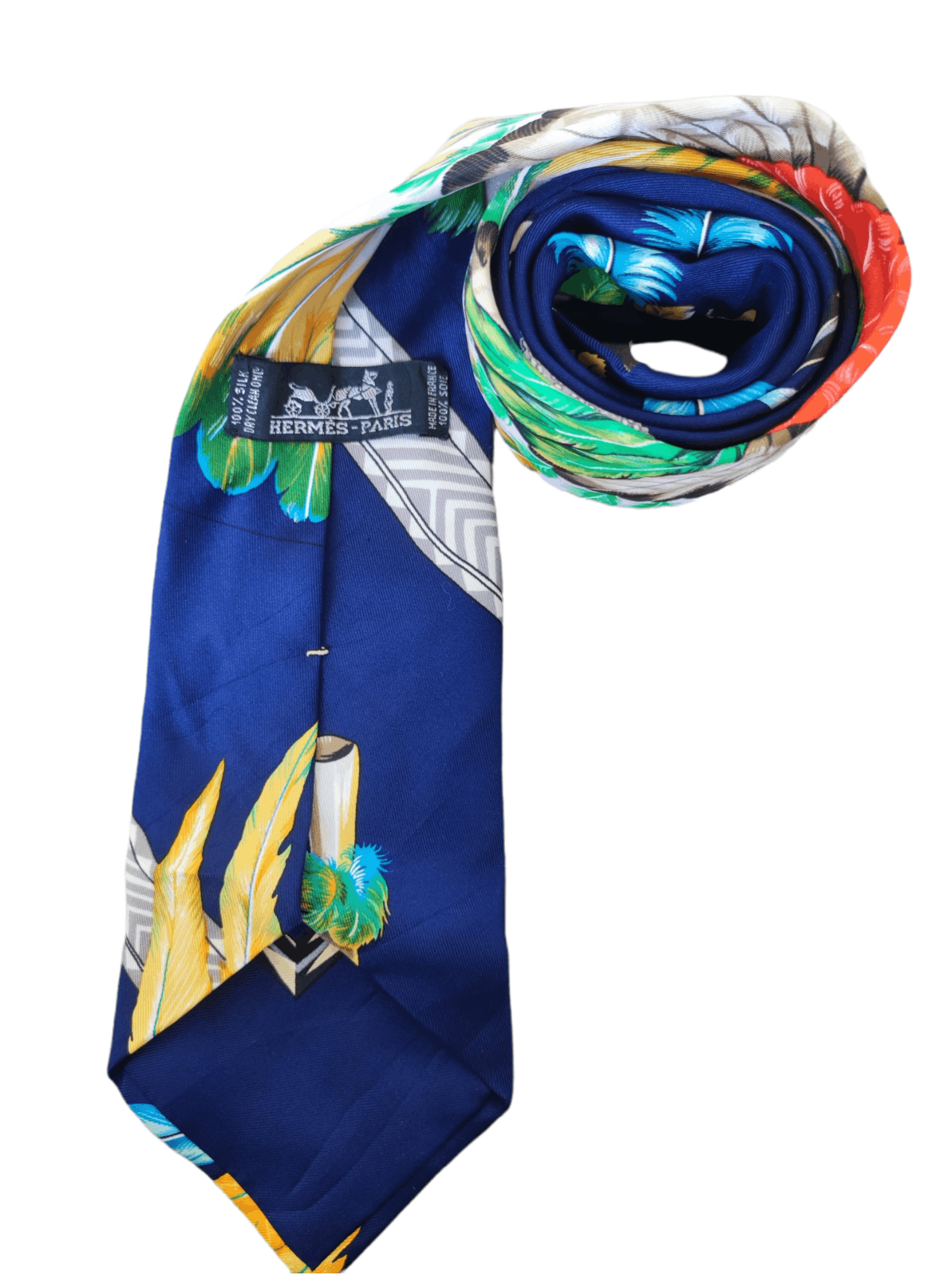 Hermes Vintage Hermes Paris Silk Tie peacocks Size ONE SIZE - 5 Thumbnail