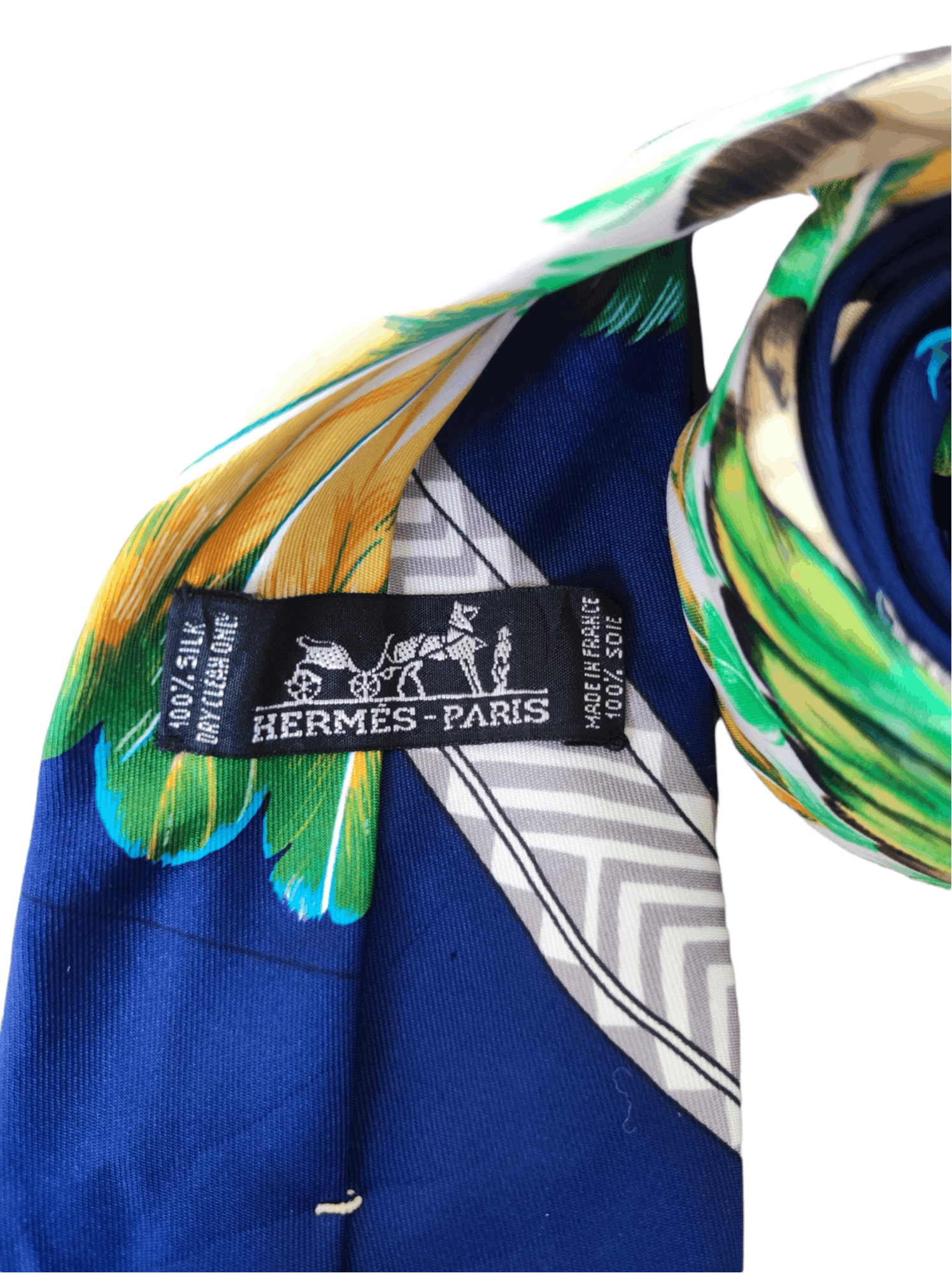 Hermes Vintage Hermes Paris Silk Tie peacocks Size ONE SIZE - 4 Thumbnail
