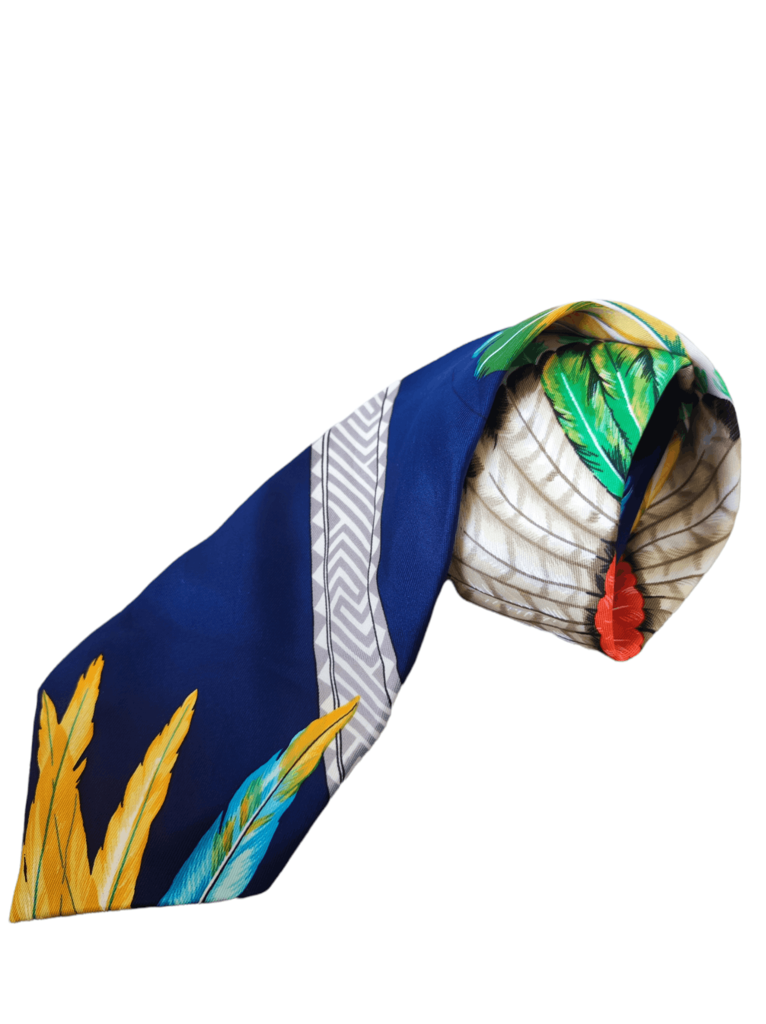 Hermes Vintage Hermes Paris Silk Tie peacocks Size ONE SIZE - 3 Thumbnail