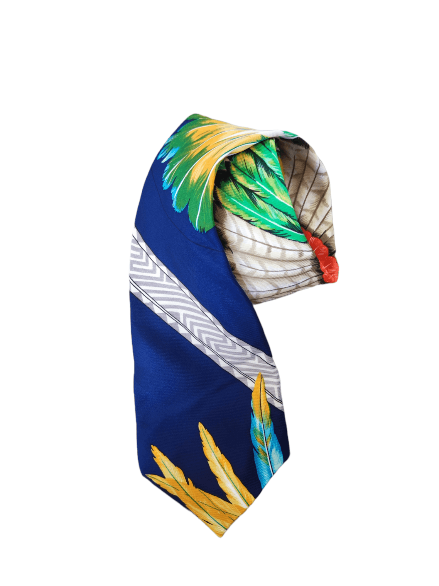 Hermes Vintage Hermes Paris Silk Tie peacocks Size ONE SIZE - 1 Thumbnail