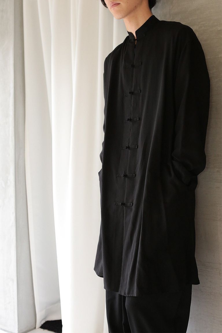 Yohji Yamamoto B Yohji Yamamoto - Stand Collar Tencel Chinese Blouse Size US S / EU 44-46 / 1 - 1 Thumbnail