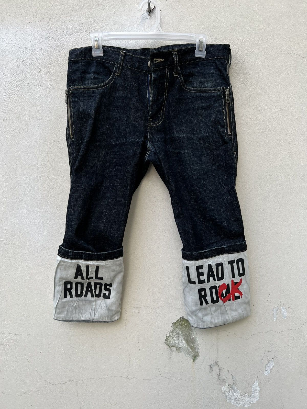 PPFM Vintage PPFM All Road Lead To Rock Cropped Denim Jeans Size US 30 / EU 46 - 10 Thumbnail