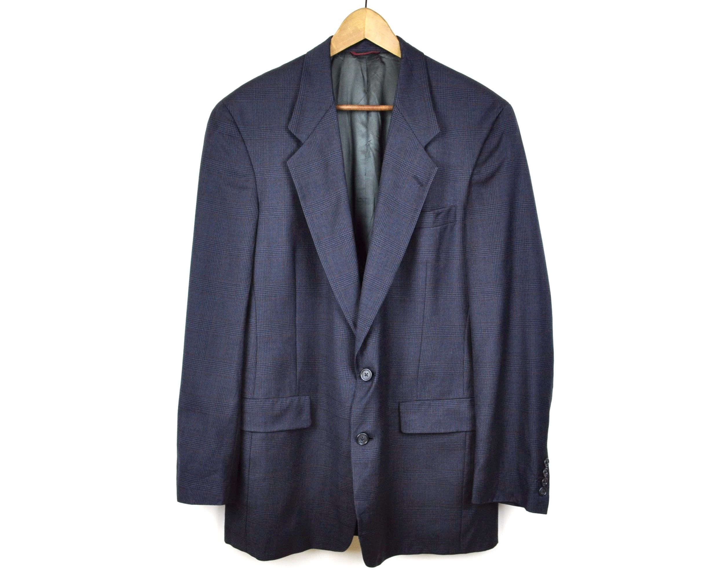 Hart Schaffner Marx Wool Blazer 40L Check Tweed Jacket Coat Sport Suit Long Size 40L - 1 Thumbnail