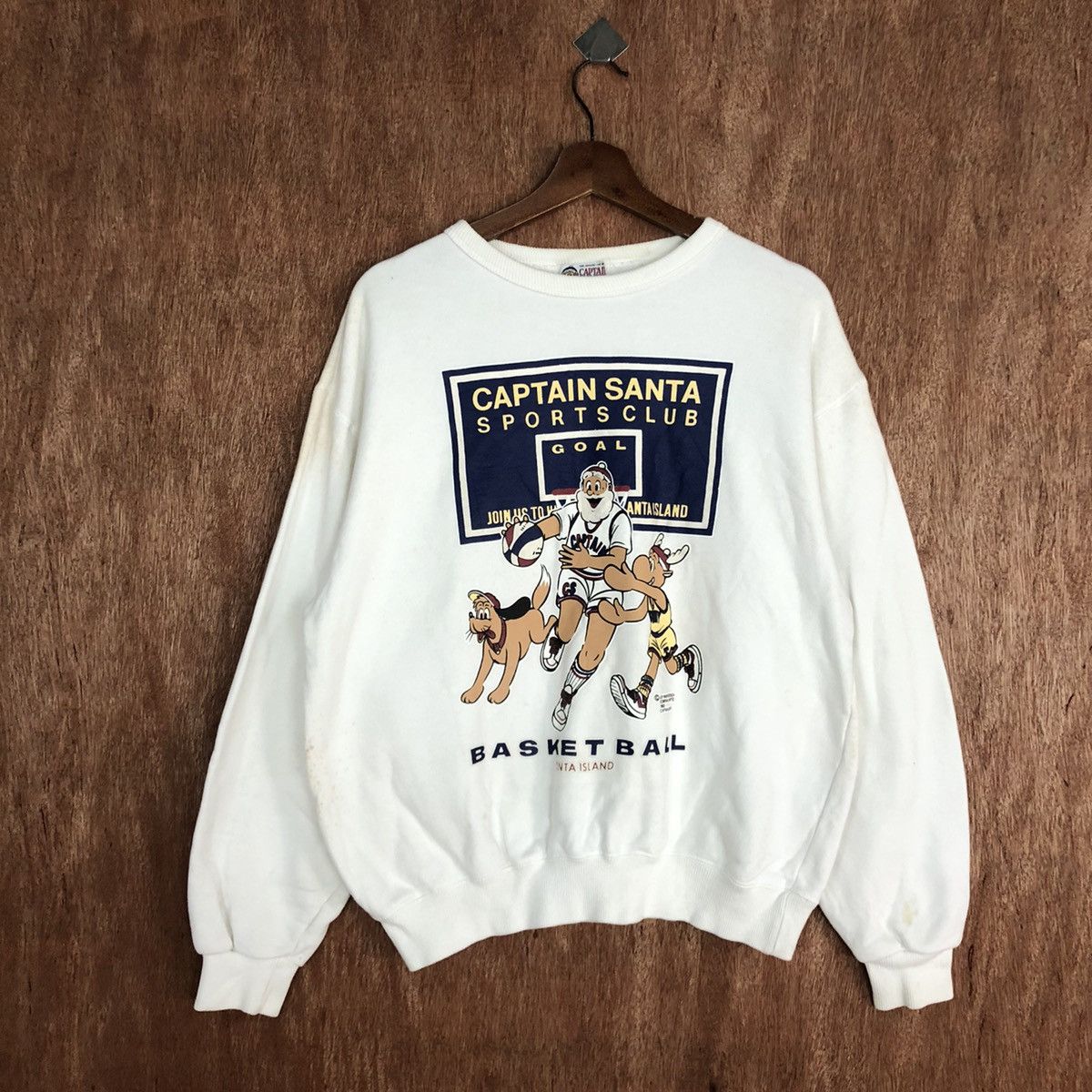 Captain Santors Captain Santa basketballl vintage White Sweatshirt #H396 Size US M / EU 48-50 / 2 - 3 Thumbnail