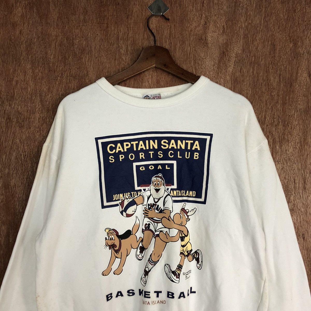 Captain Santors Captain Santa basketballl vintage White Sweatshirt #H396 Size US M / EU 48-50 / 2 - 9 Thumbnail
