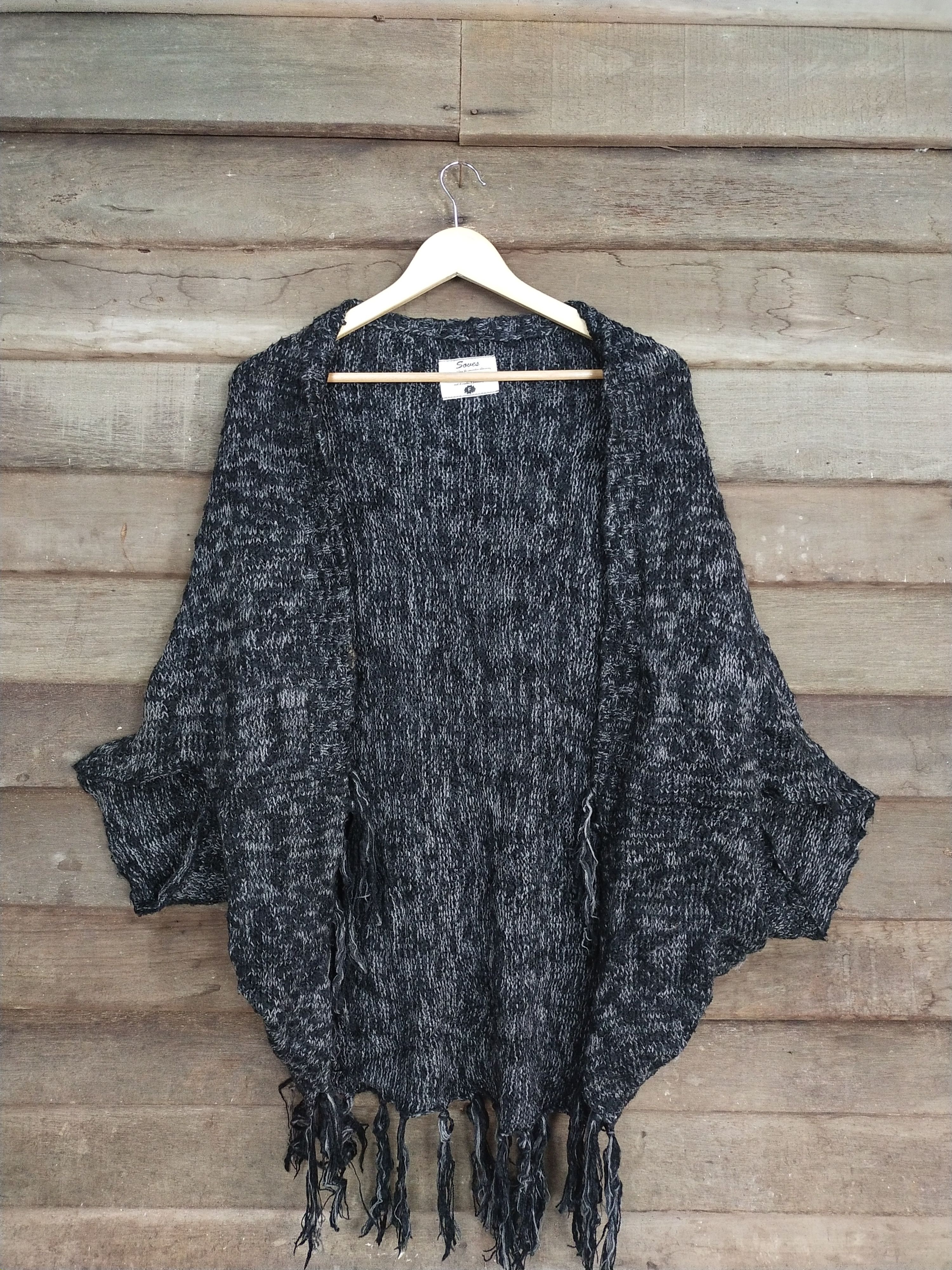 Homespun Knitwear × Japanese Brand Soves black cloaks capes knitwear cardigan #S209 Size US L / EU 52-54 / 3 - 1 Thumbnail