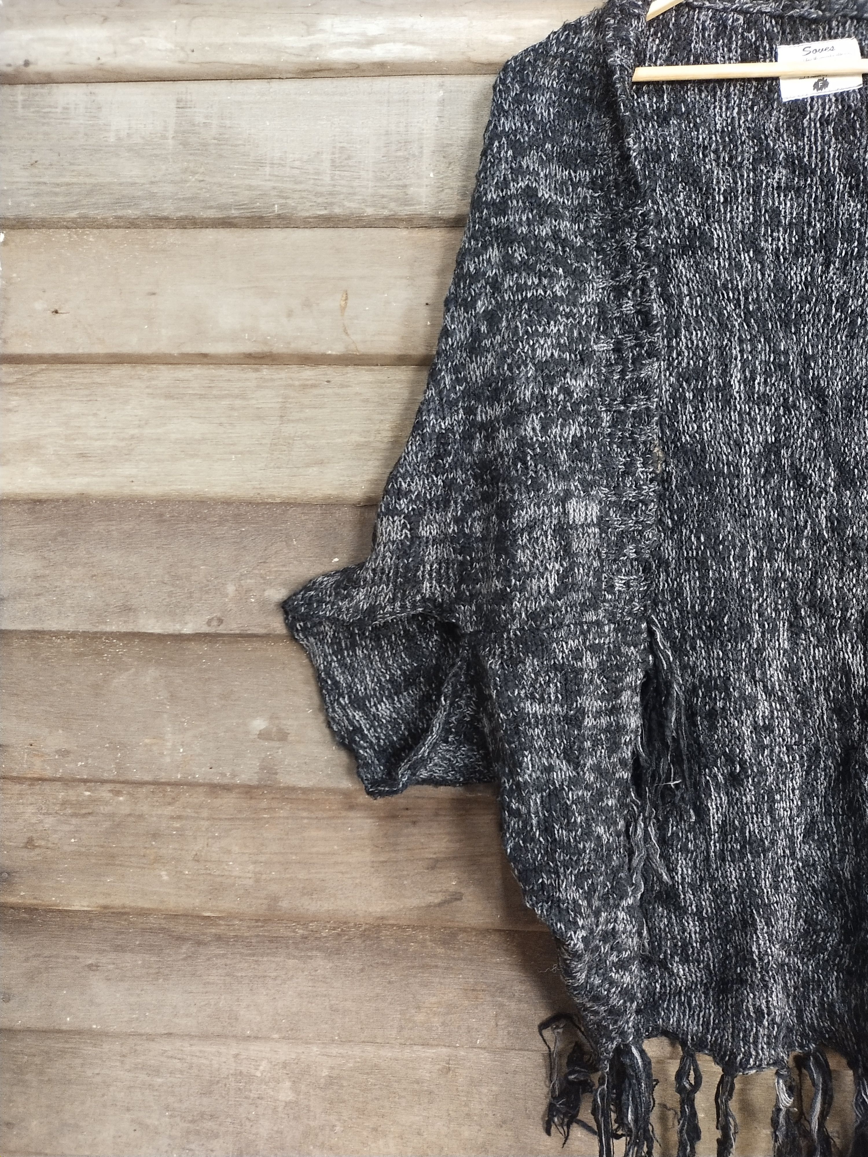 Homespun Knitwear × Japanese Brand Soves black cloaks capes knitwear cardigan #S209 Size US L / EU 52-54 / 3 - 5 Thumbnail