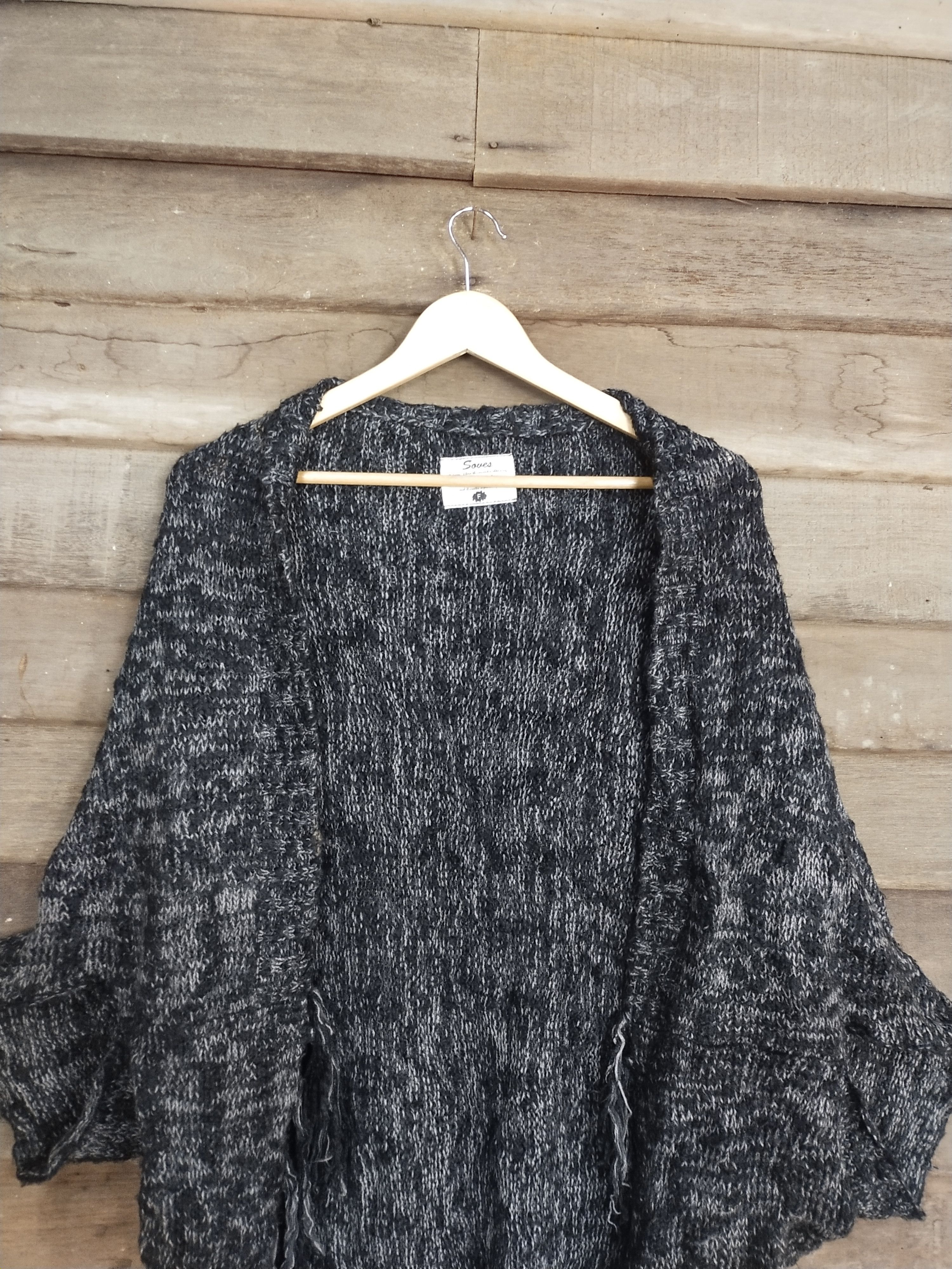 Homespun Knitwear × Japanese Brand Soves black cloaks capes knitwear cardigan #S209 Size US L / EU 52-54 / 3 - 2 Thumbnail