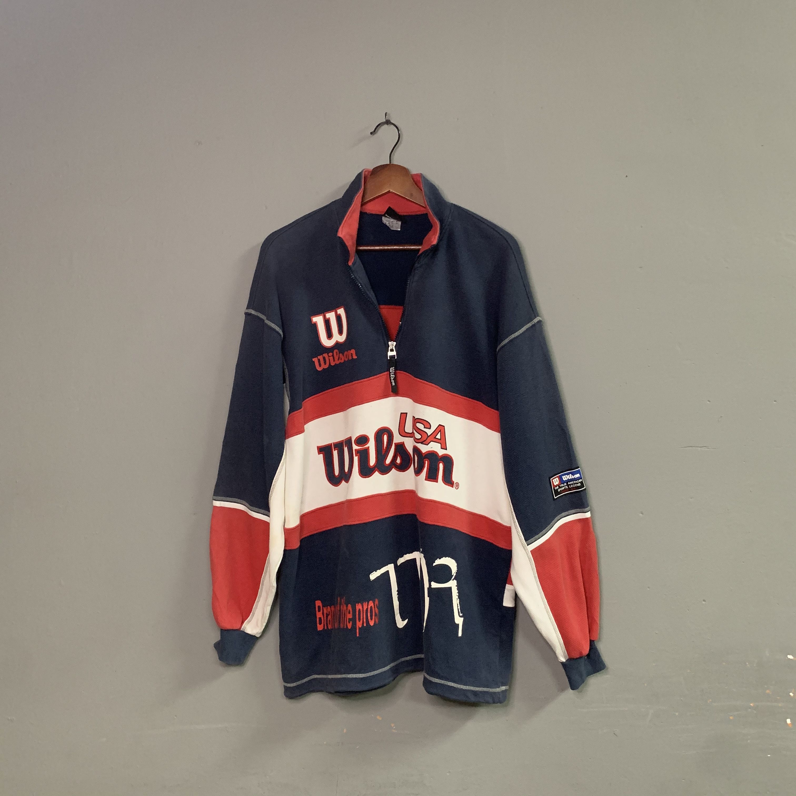 Vintage Vintage Wilson Chicago Spell Out Quarter Zip Sweater Size US L / EU 52-54 / 3 - 1 Thumbnail
