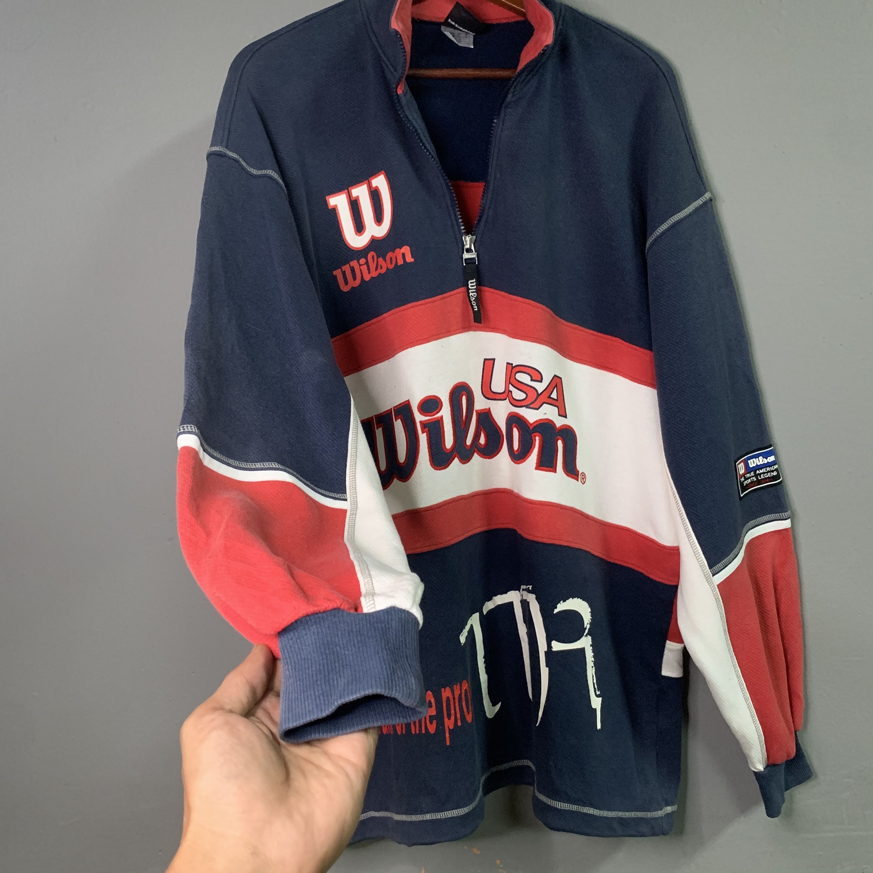 Vintage Vintage Wilson Chicago Spell Out Quarter Zip Sweater Size US L / EU 52-54 / 3 - 6 Thumbnail