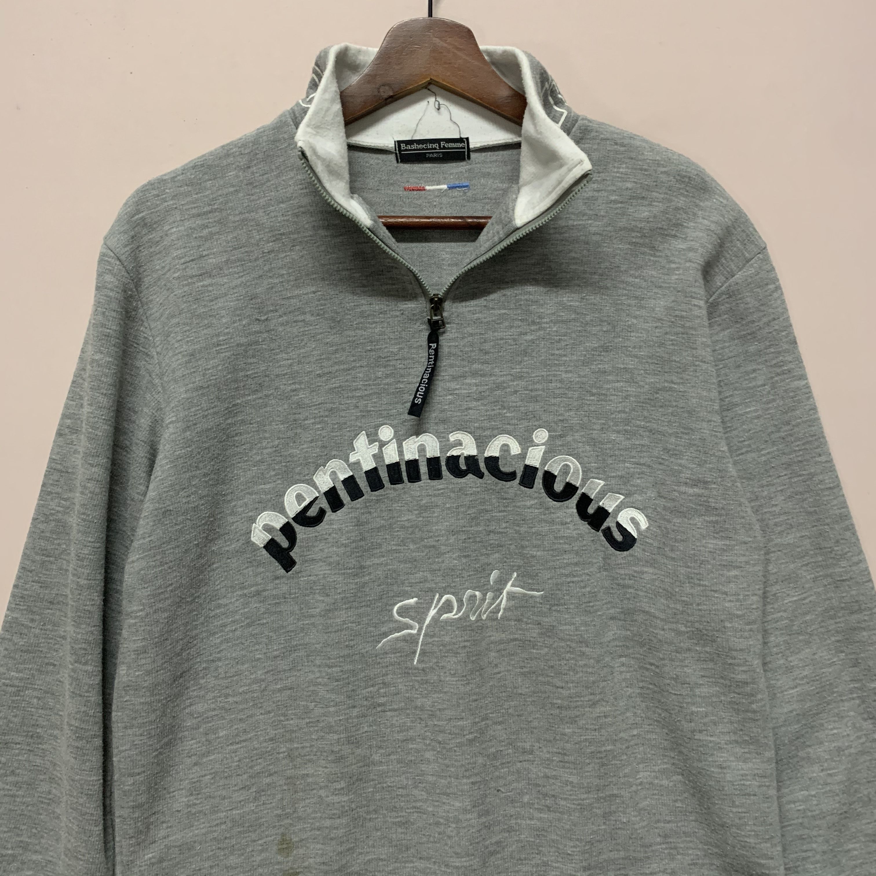 Japanese Brand Vintage Bashecing Femme Spell Out Quarter Zip Sweatshirt Size US M / EU 48-50 / 2 - 2 Thumbnail